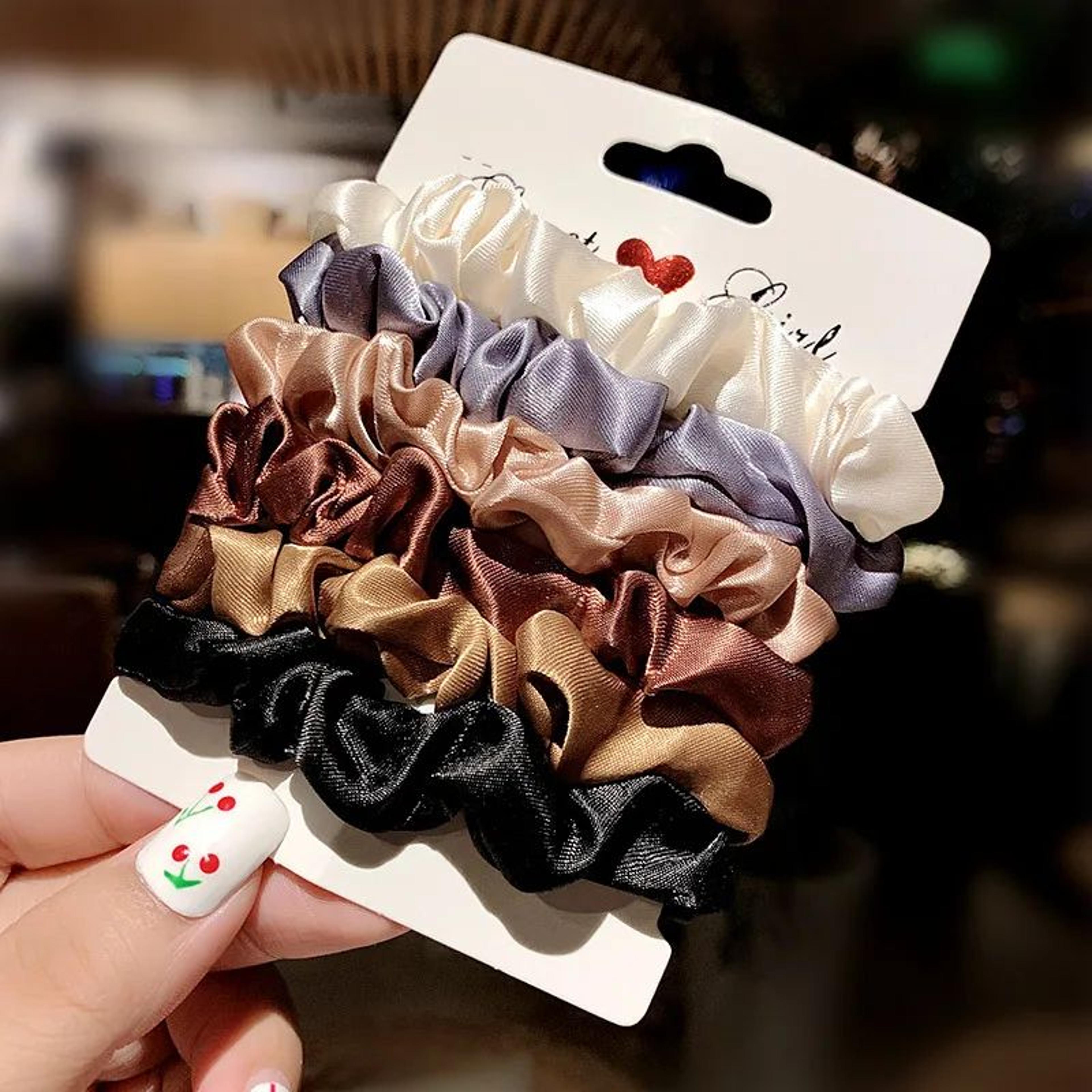 silky solid color hair scrunchie set
