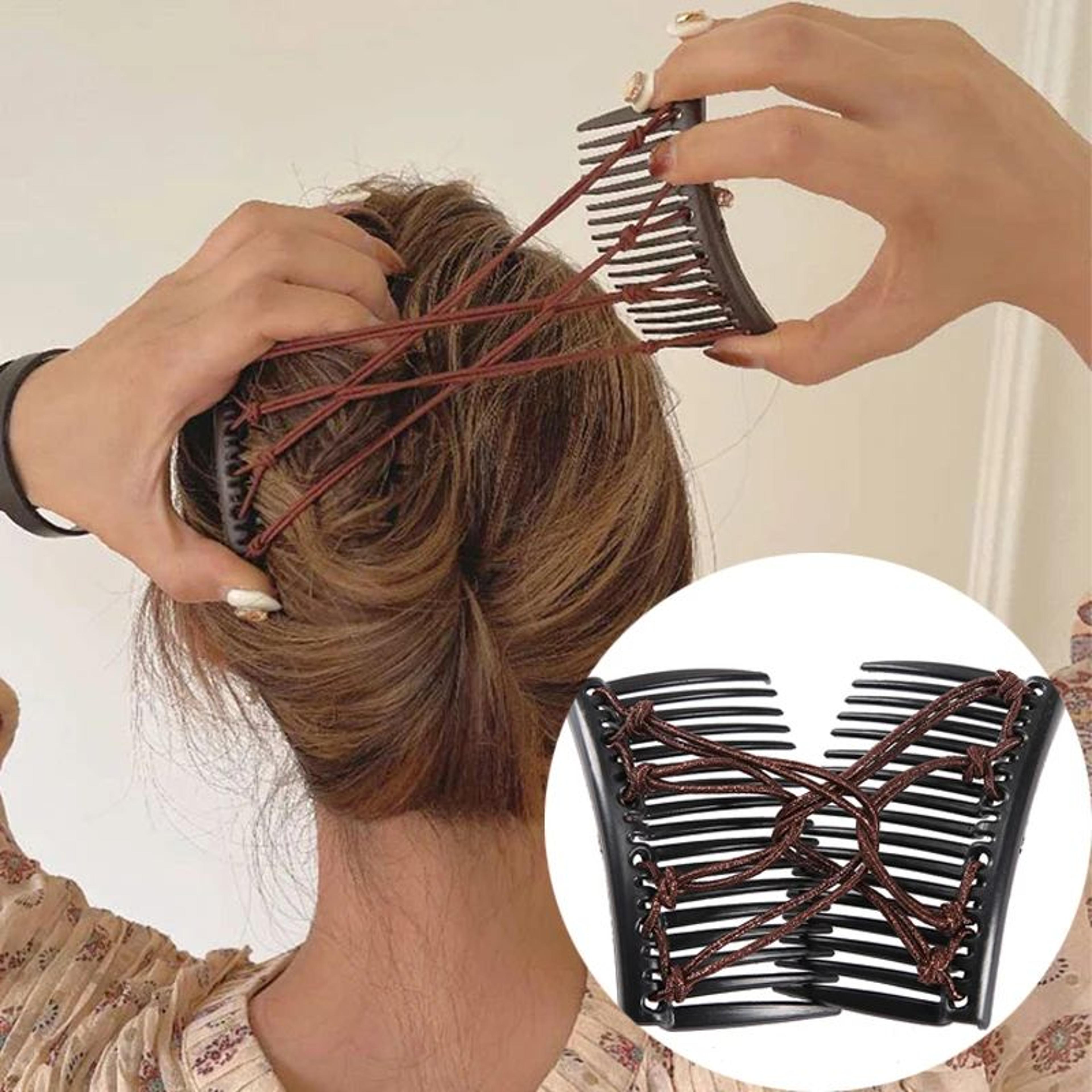 vintage elastic double hair comb clip