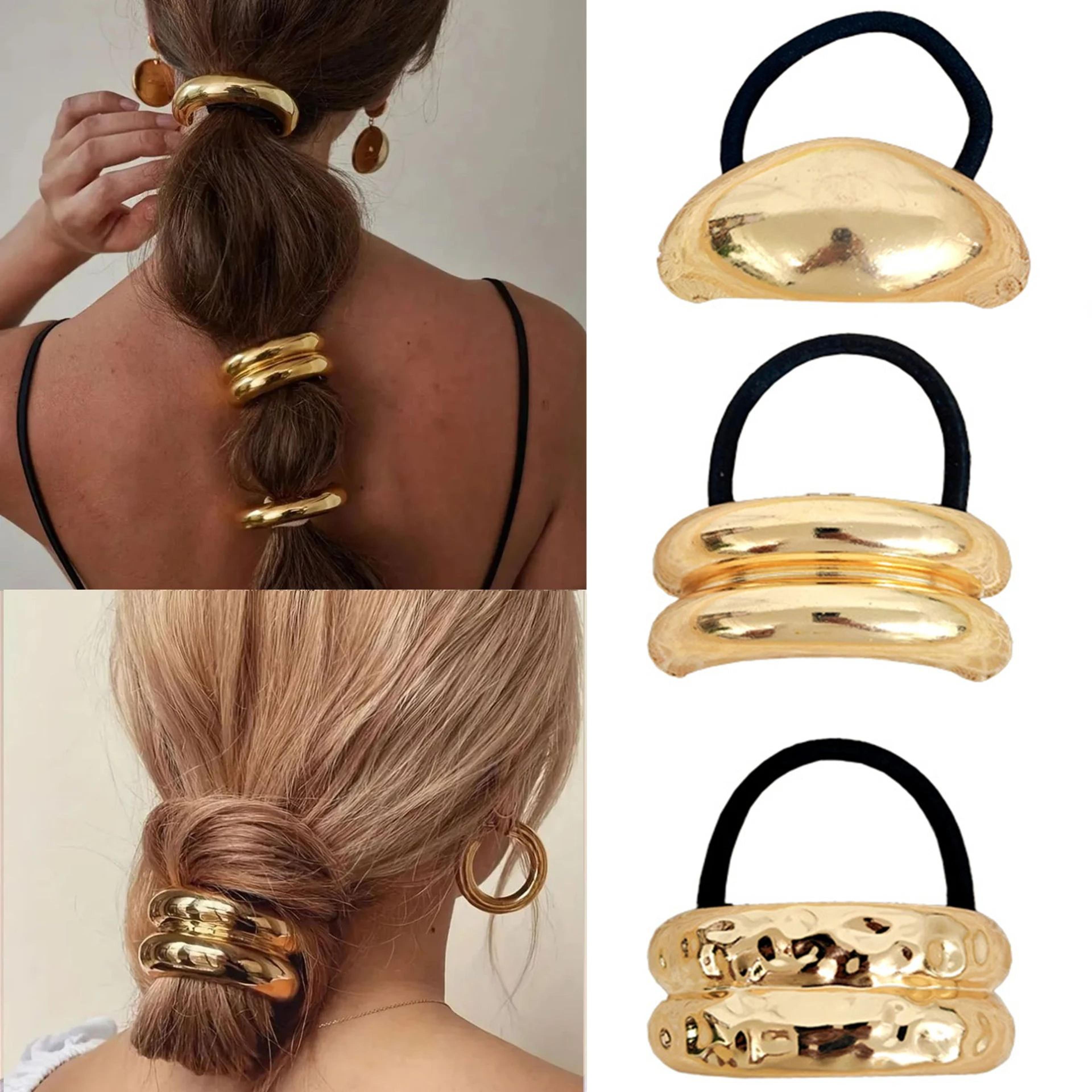 double layer metal elastic hair tie