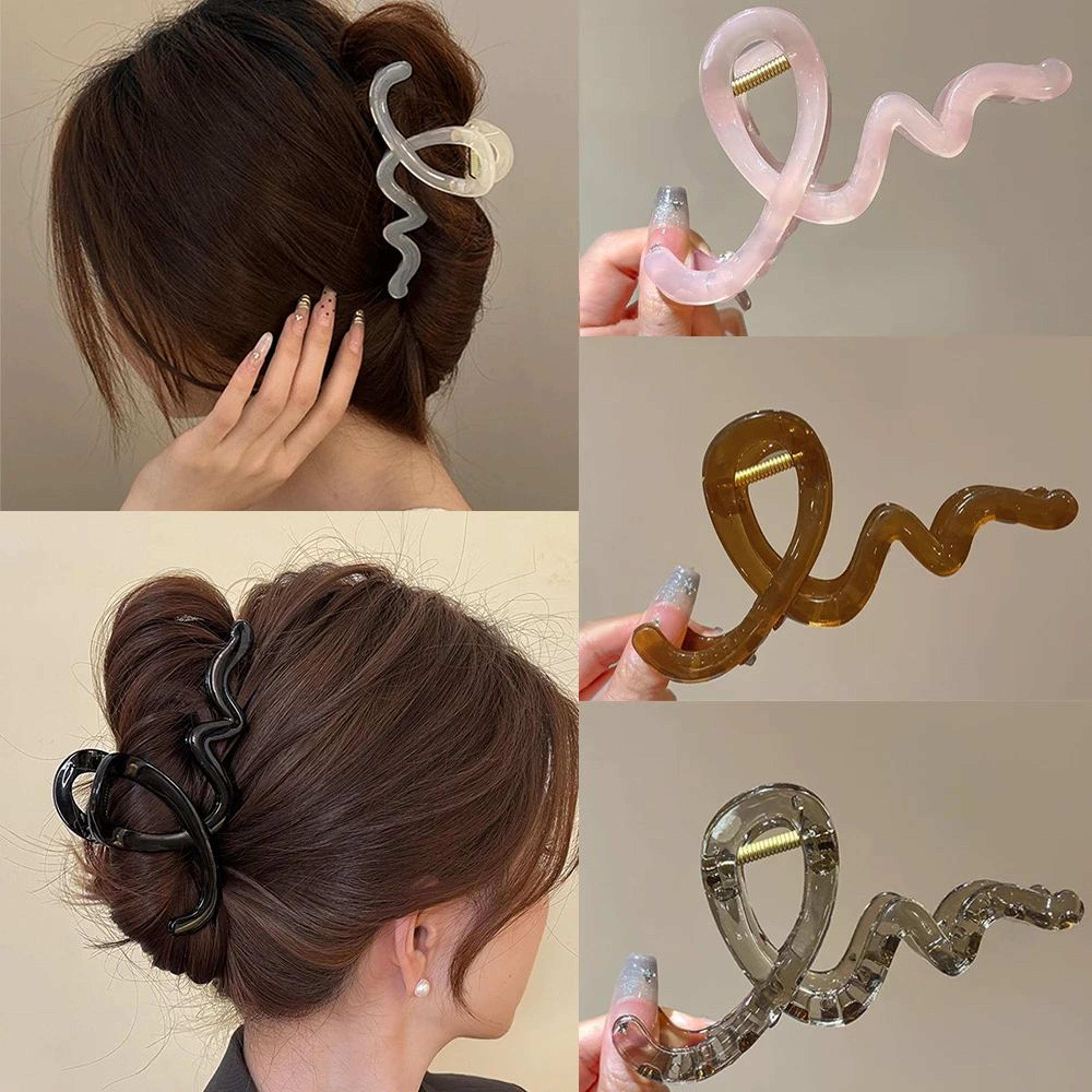 wavy bow acrylic hair claw