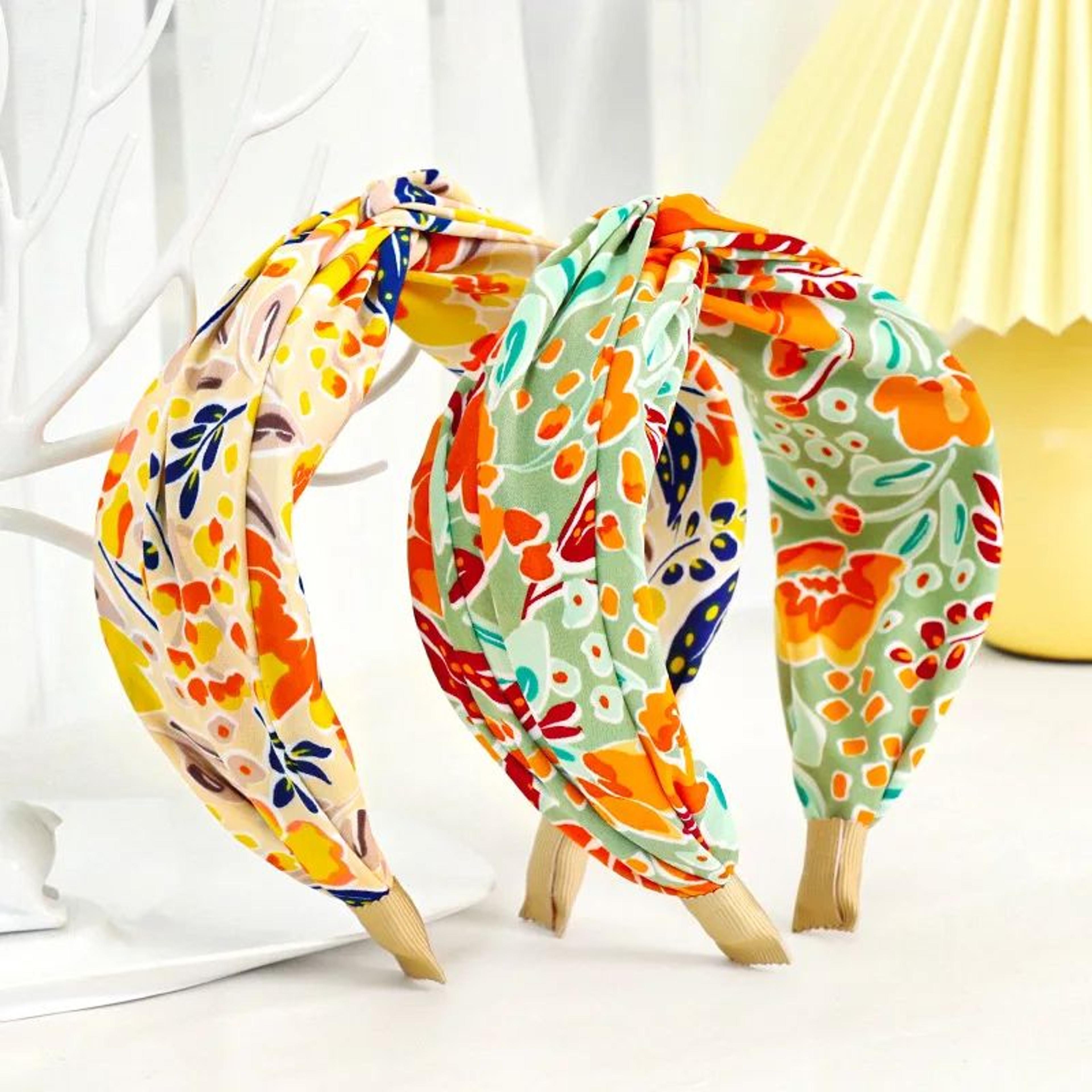 floral cross knot wide headband