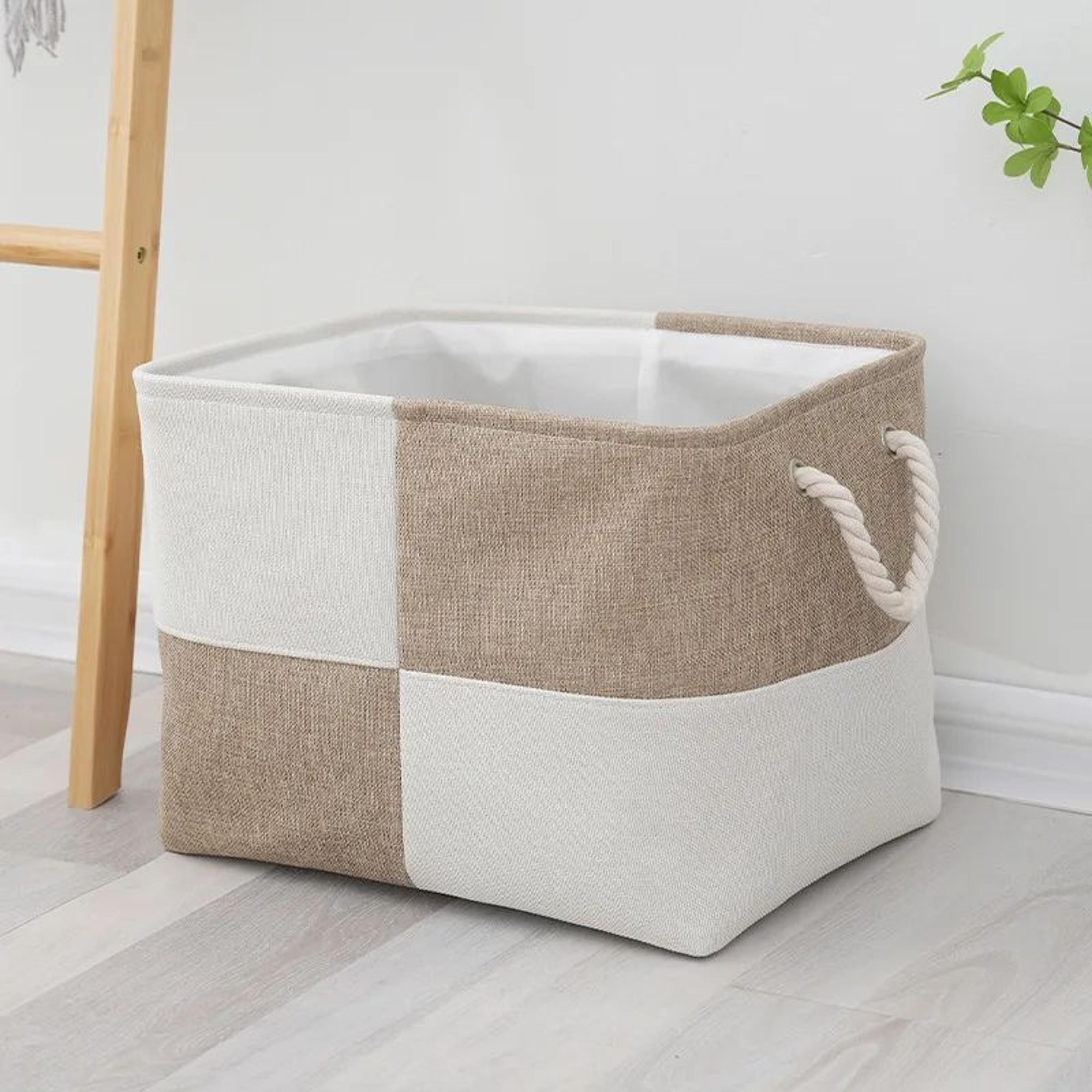 foldable linen storage basket with handles