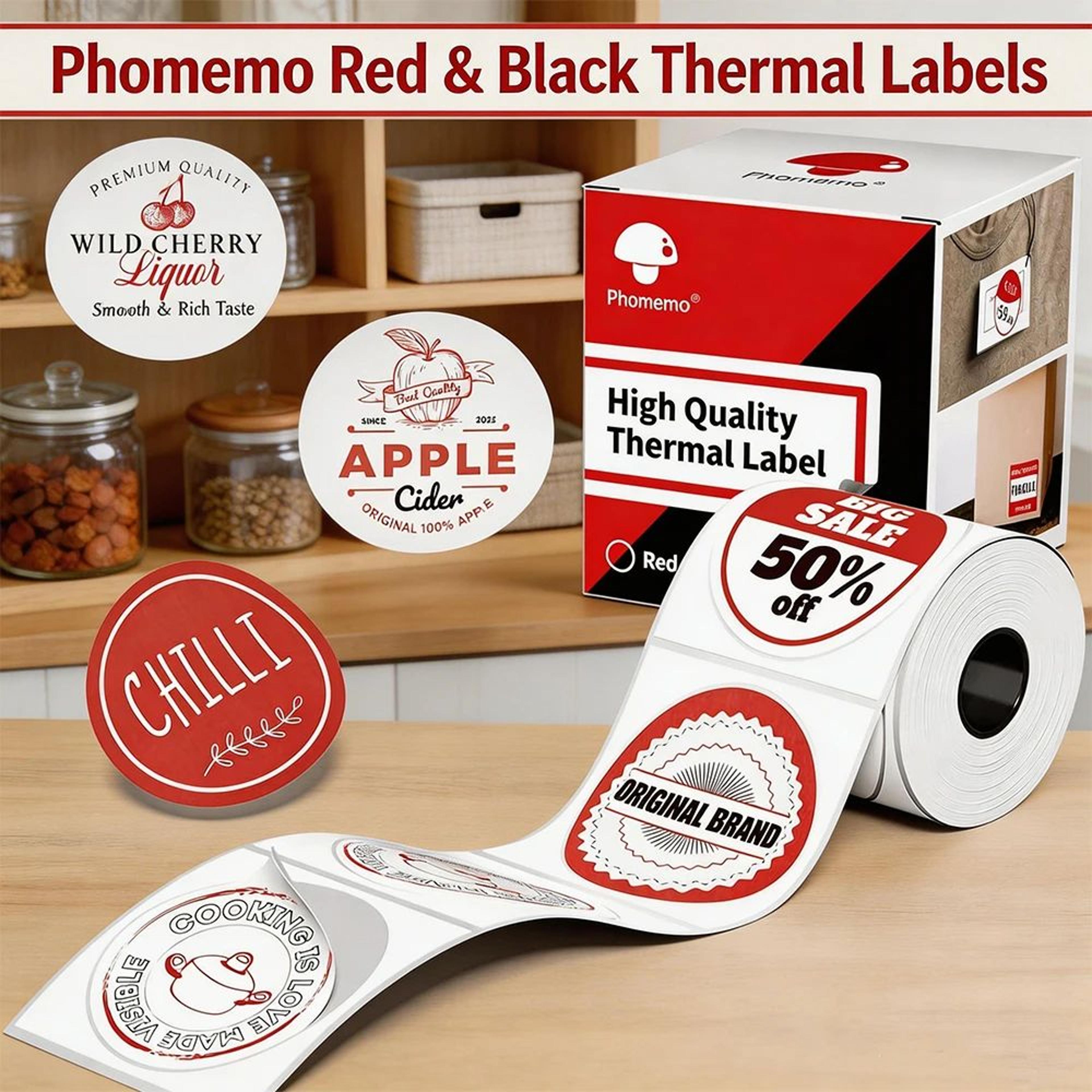 red and black thermal warning label stickers