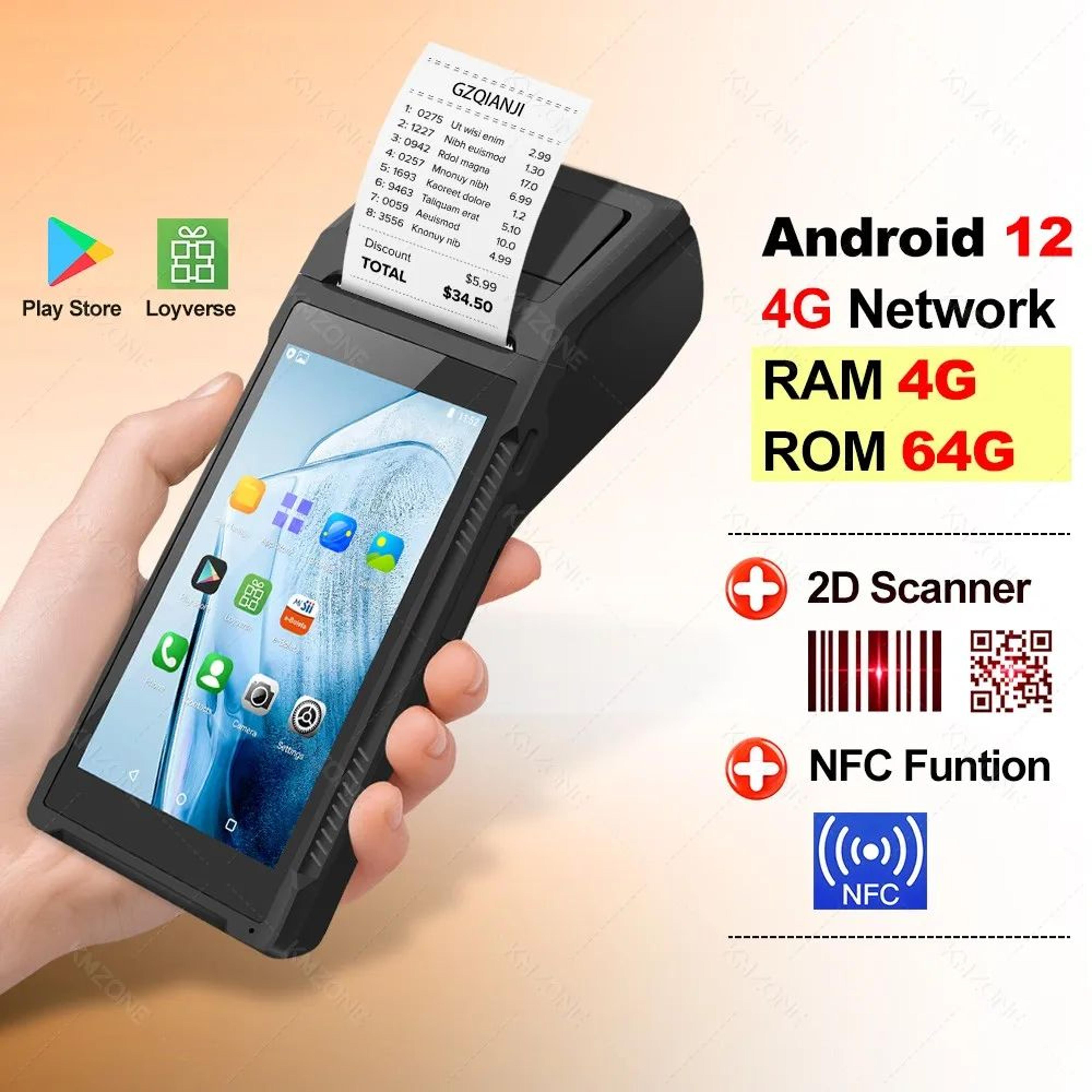 Android Handheld POS Terminal With Barcode Scanner 13