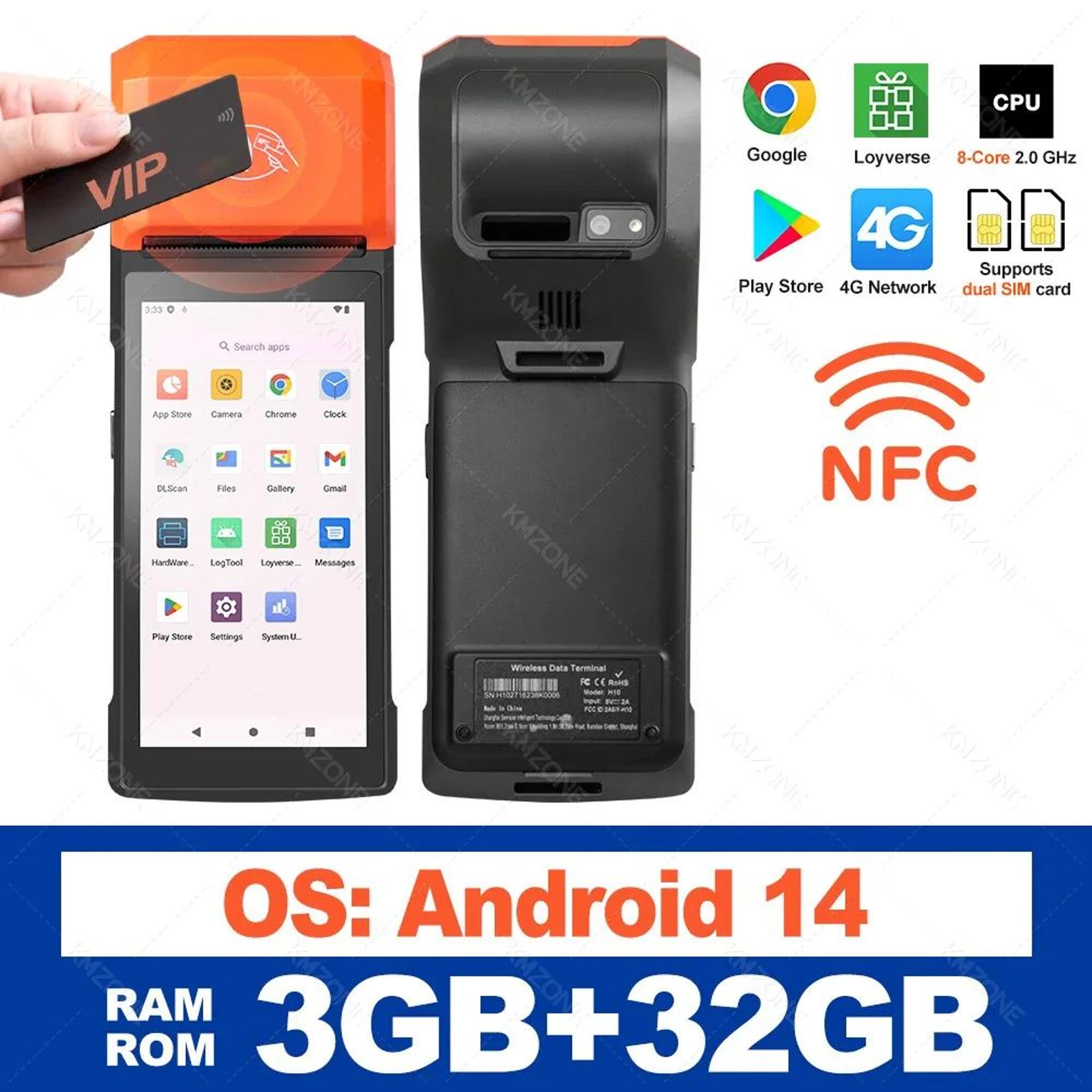 Android Handheld POS Terminal With Receipt Printer 10