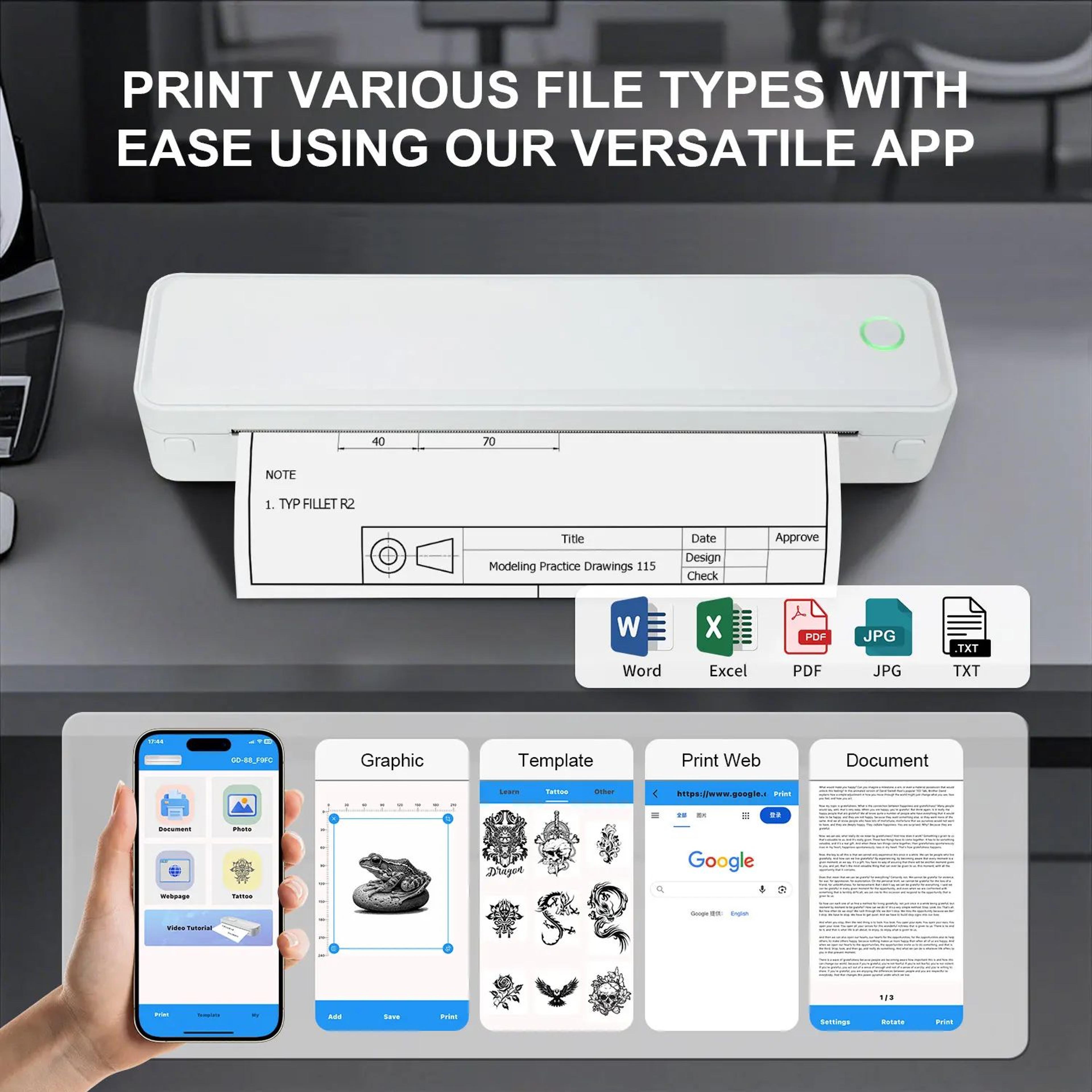 A4 Bluetooth Portable Document Printer 5