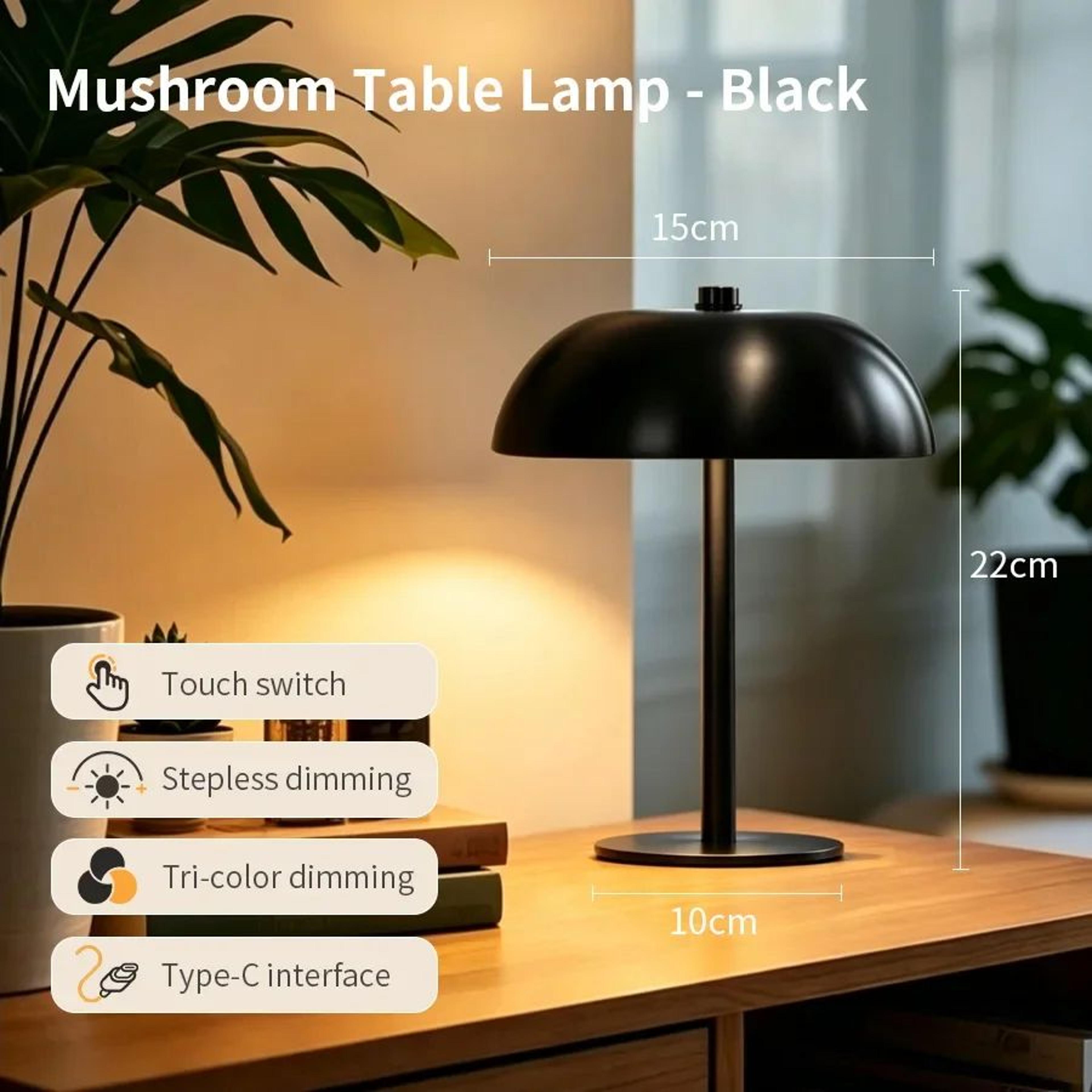 Cordless Dimmable Mushroom Table Lamp 6