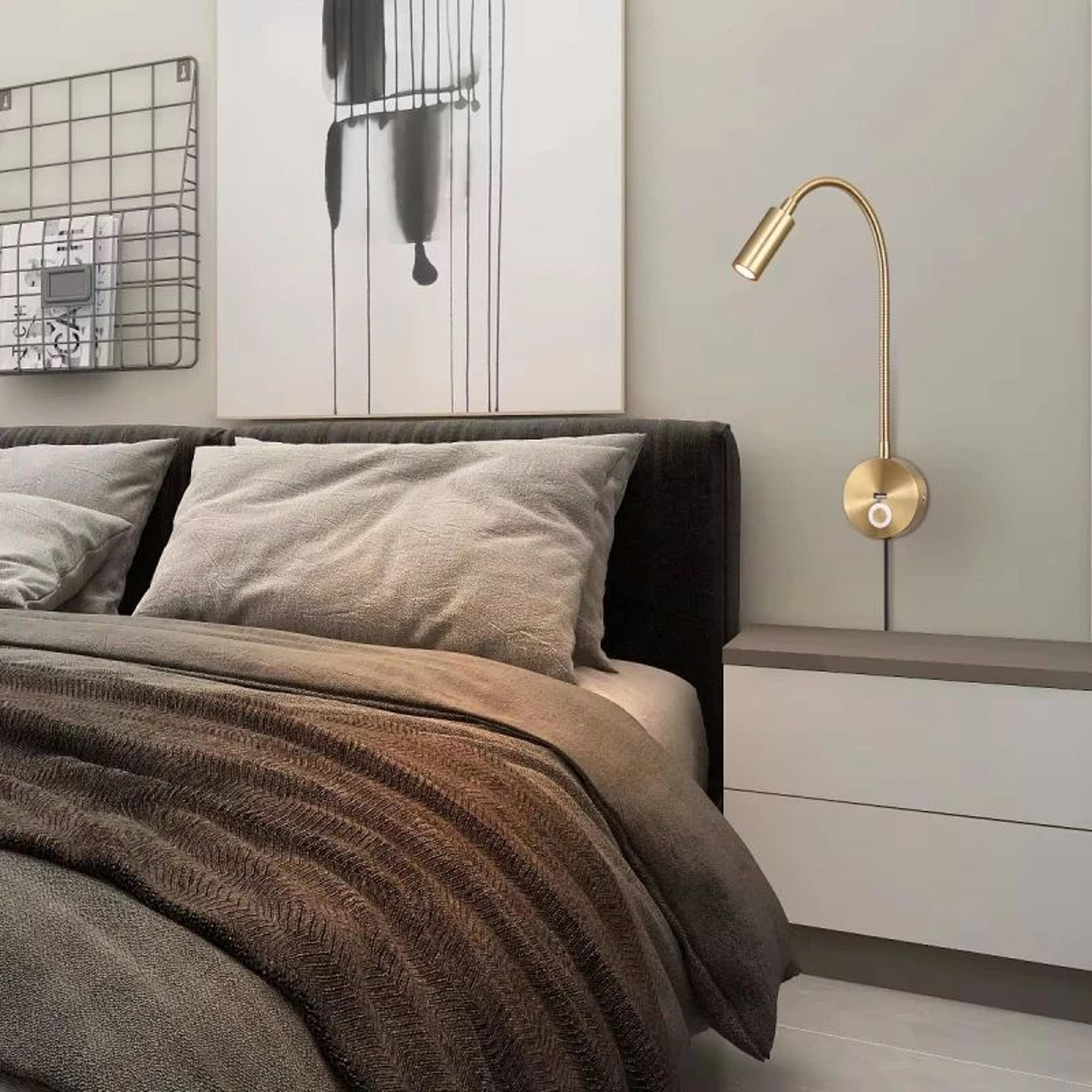 Gold Gooseneck LED Reading Wall Lamp 2