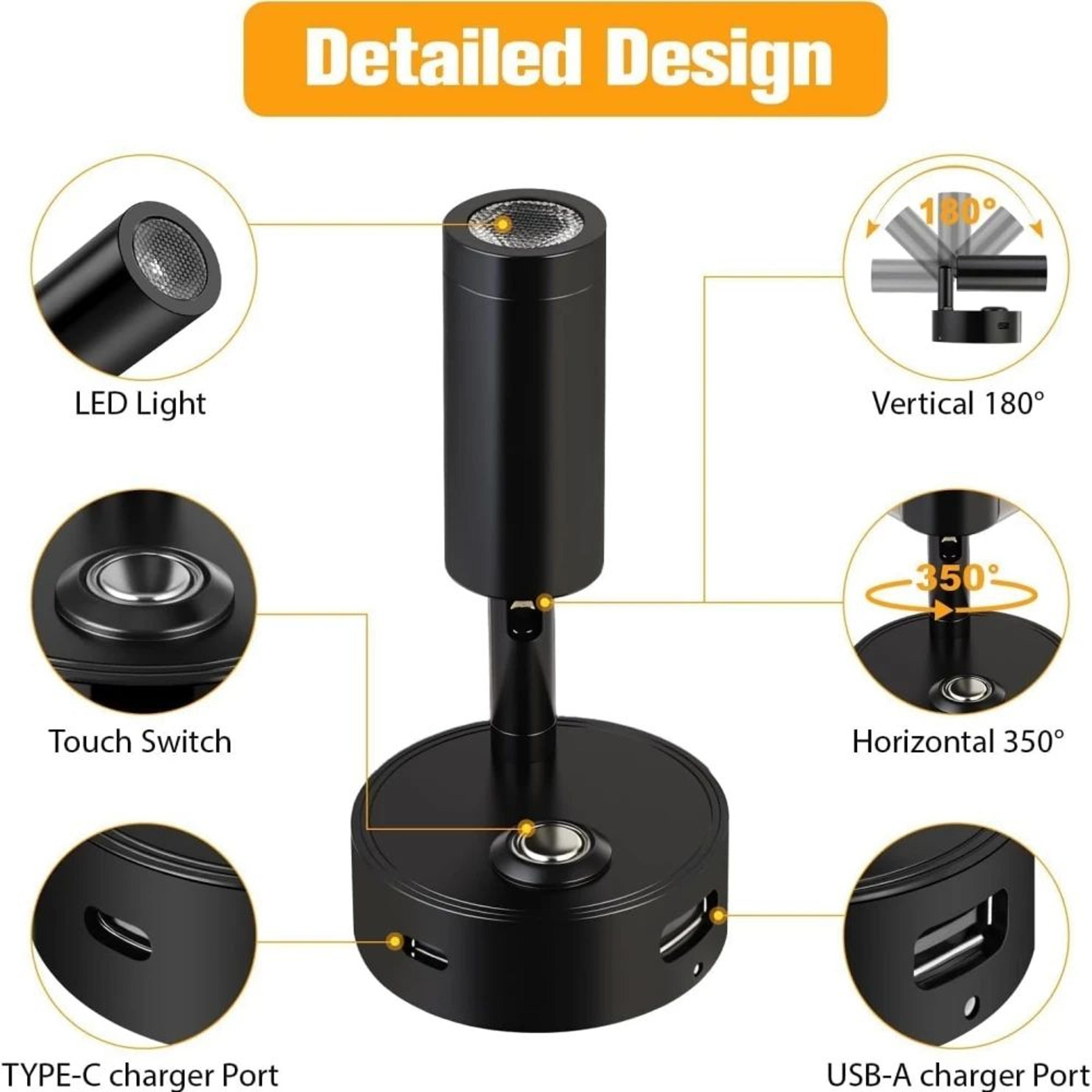 Touch Dimmable RV LED Reading Spotlight 1