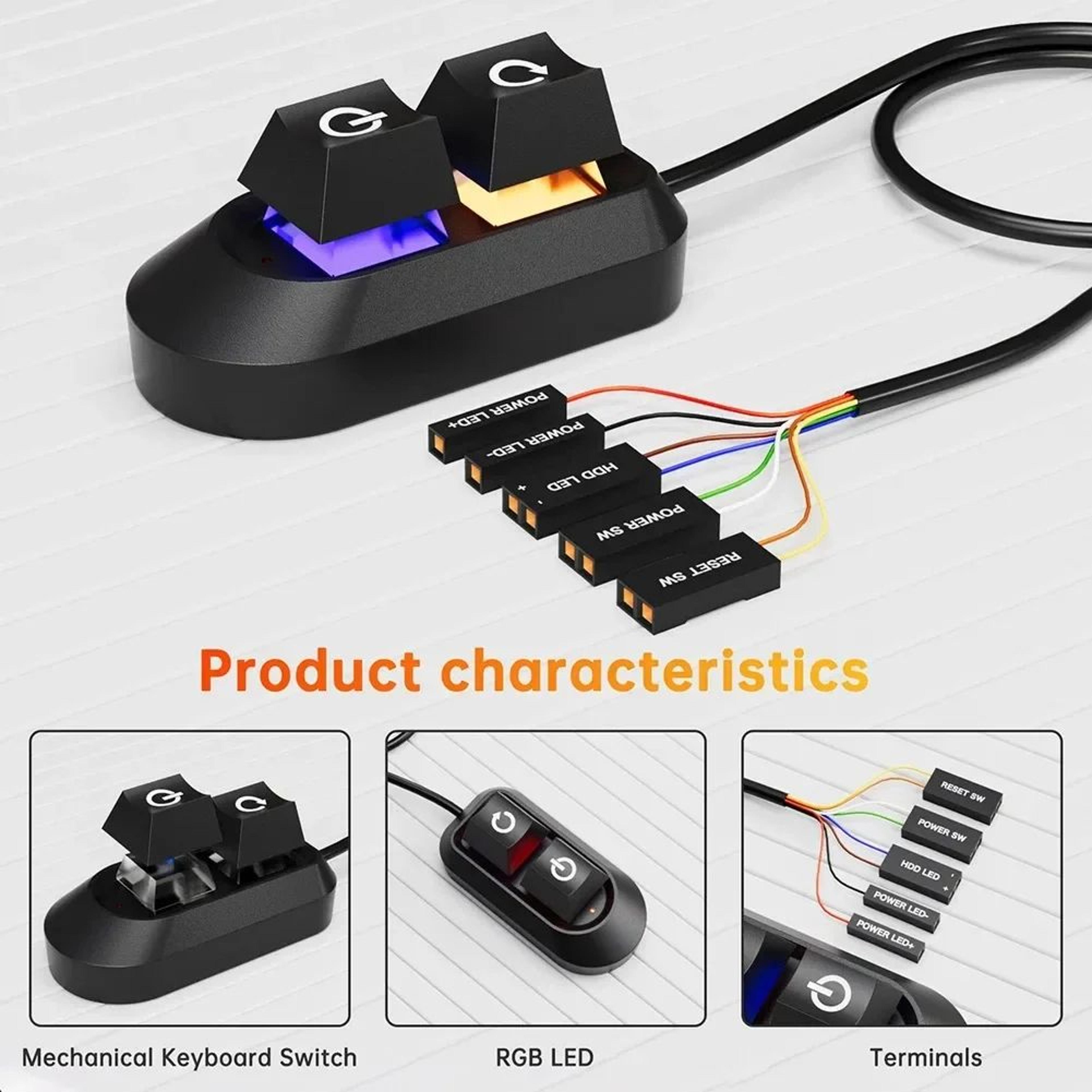 mechanical desktop pc power switch with reset button
