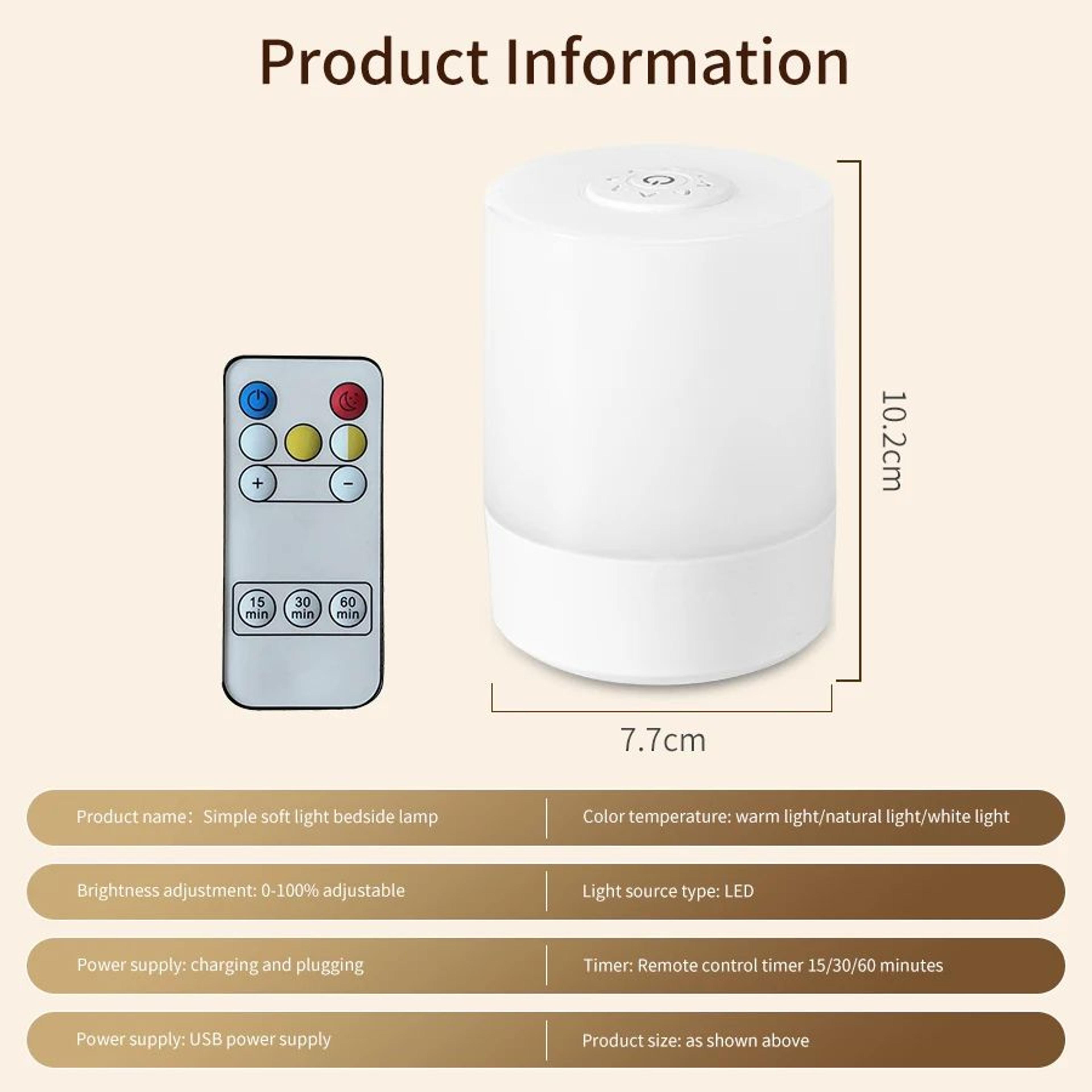 3 Color Rechargeable Touch LED Bedside Lamp With Remote 7