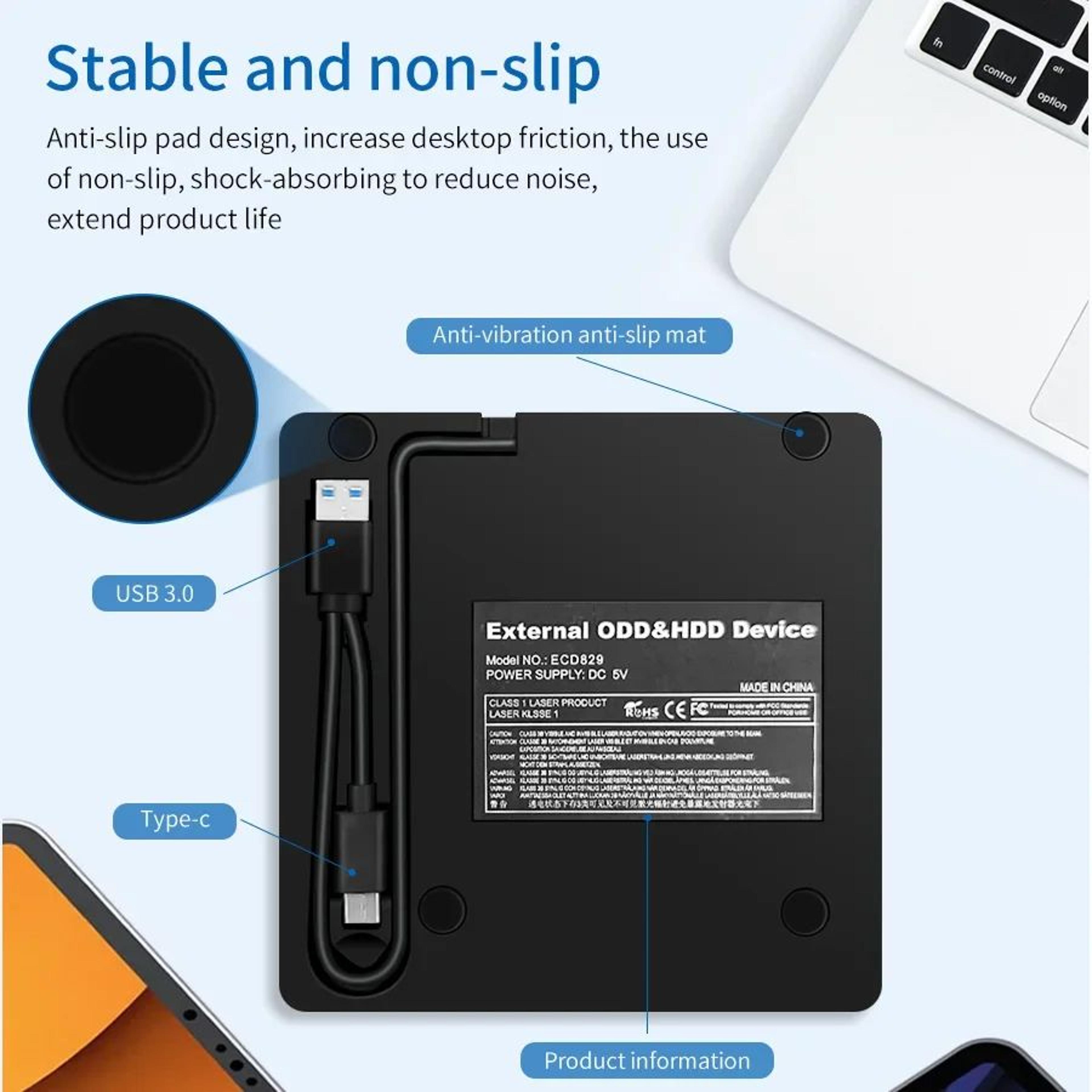 Slim USB 30 Type C External DVD CD Drive 4