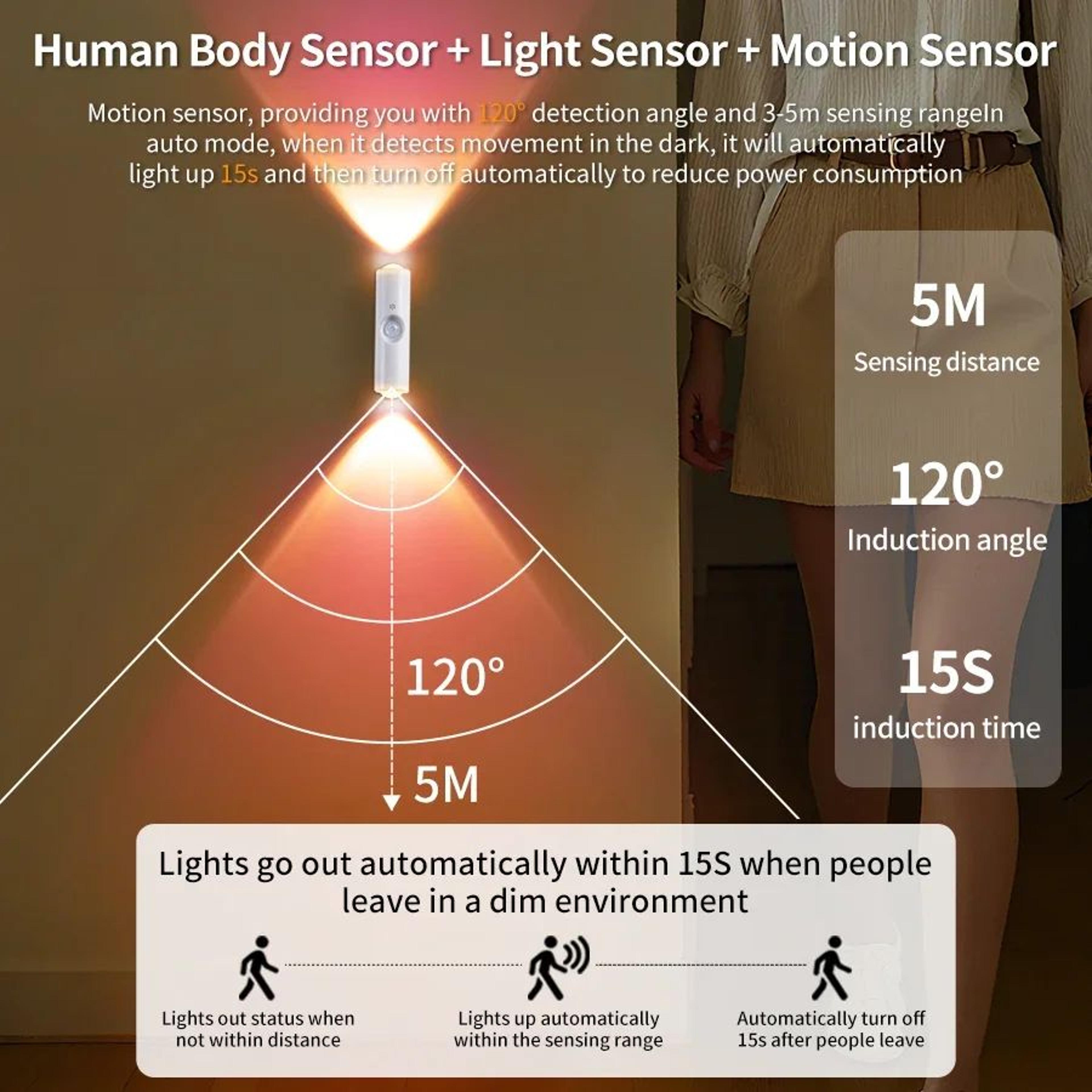 3 Color RGB Rechargeable Motion Sensor Cabinet Light 2