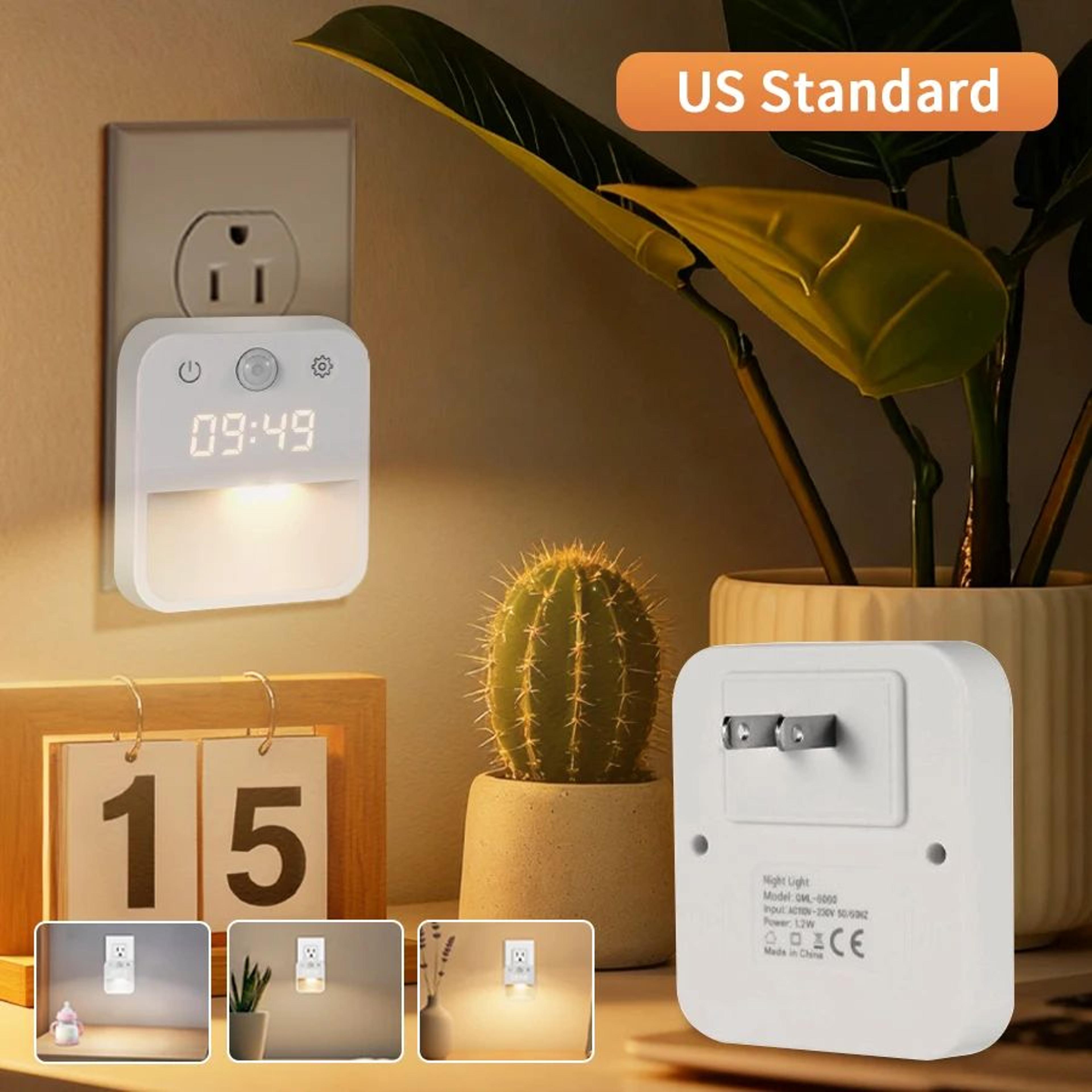 Motion Sensor LED Night Light With Digital Clock And 3 Color Dimming 7
