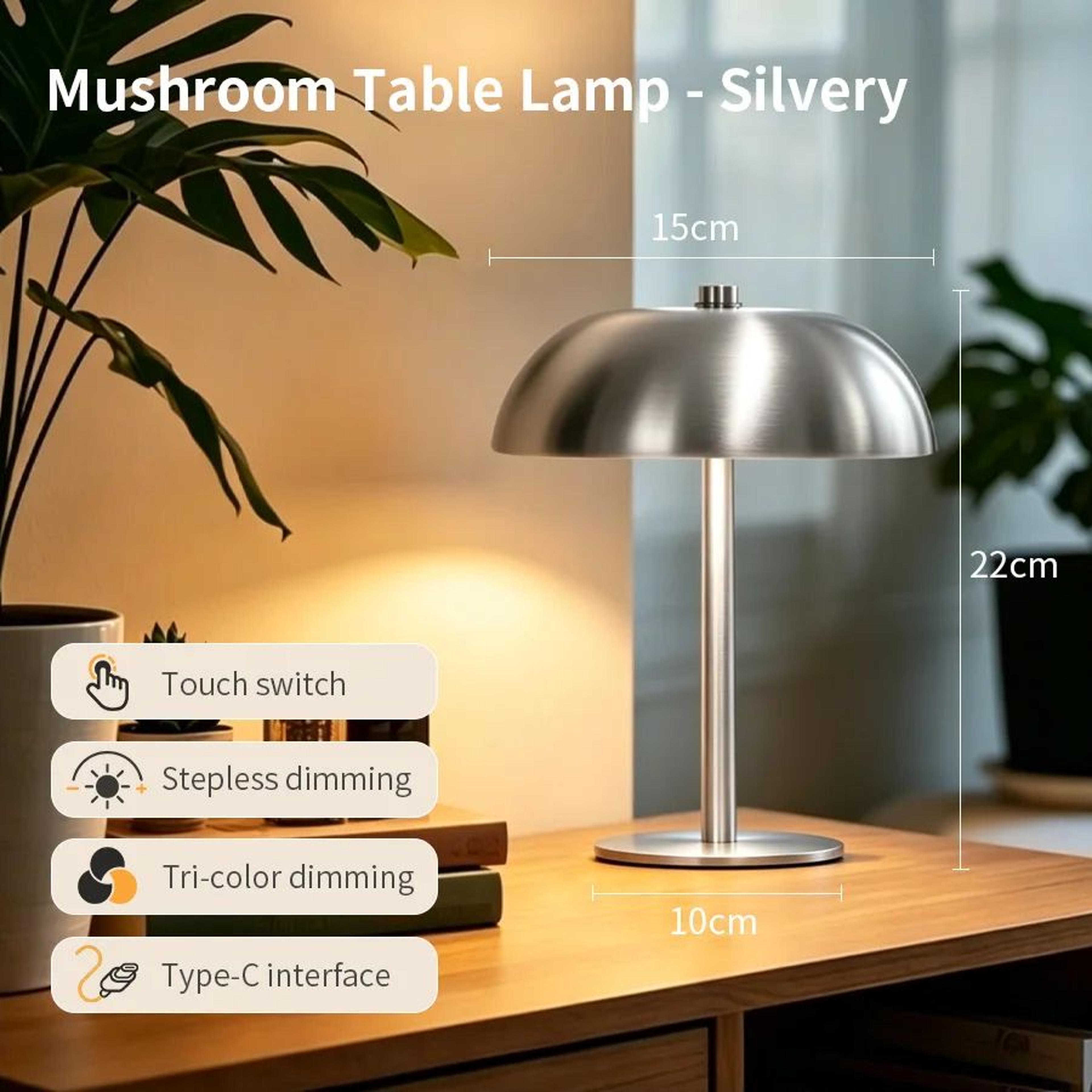 Rechargeable Mushroom LED Table Lamp With Touch Dimming 8