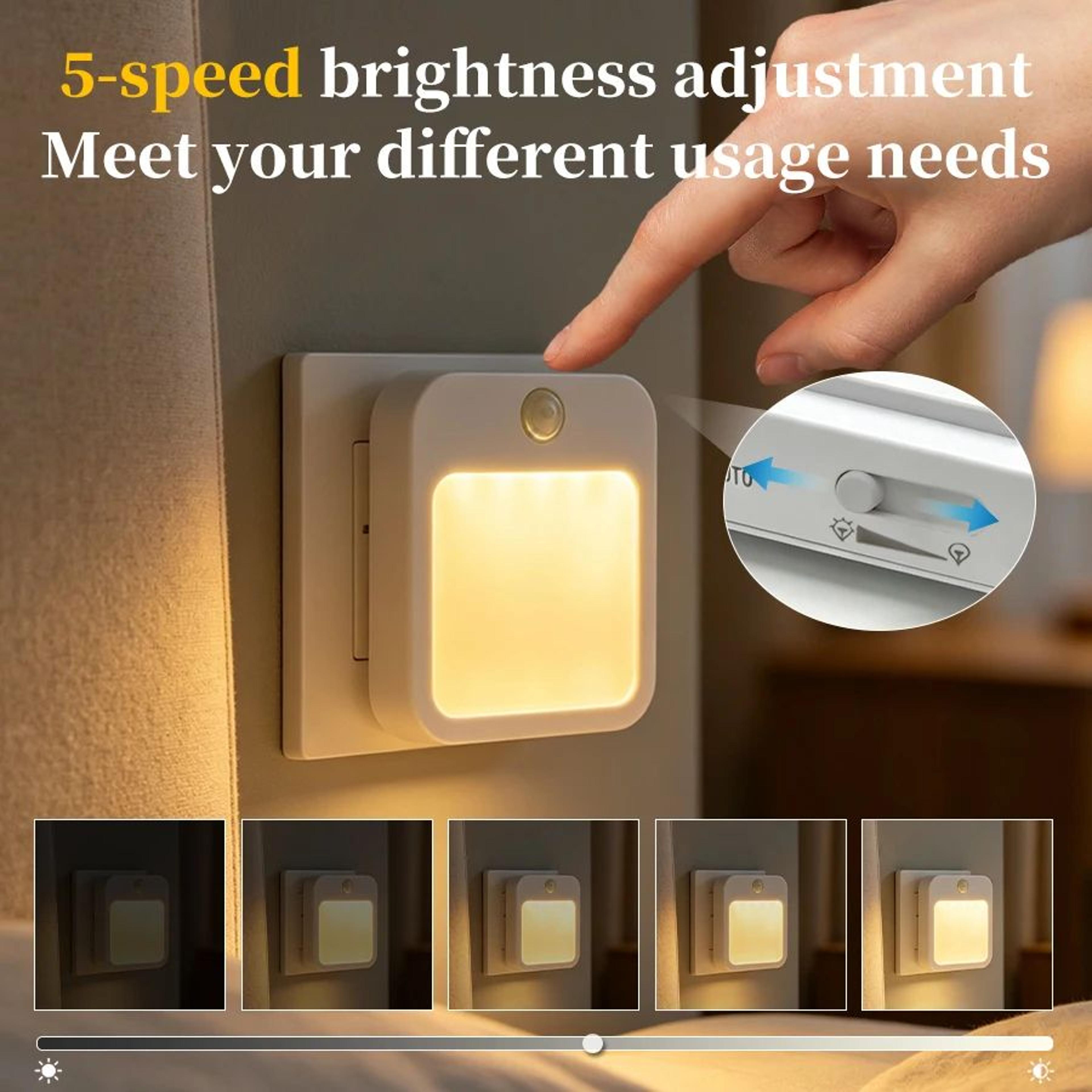 Motion Sensor LED Plug In Night Light With 5 Brightness Levels 1