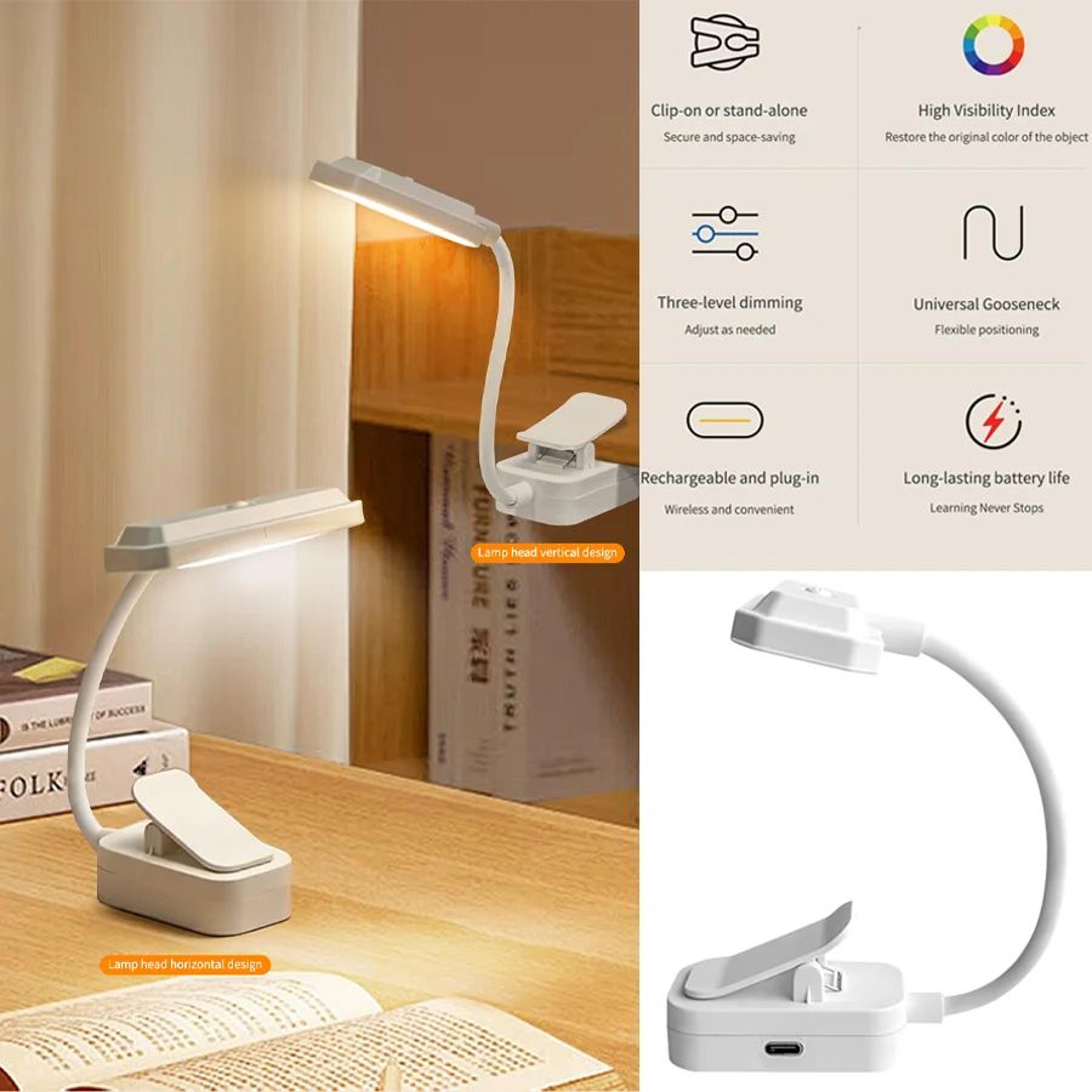dimmable led clip on reading lamp with 360 degree gooseneck