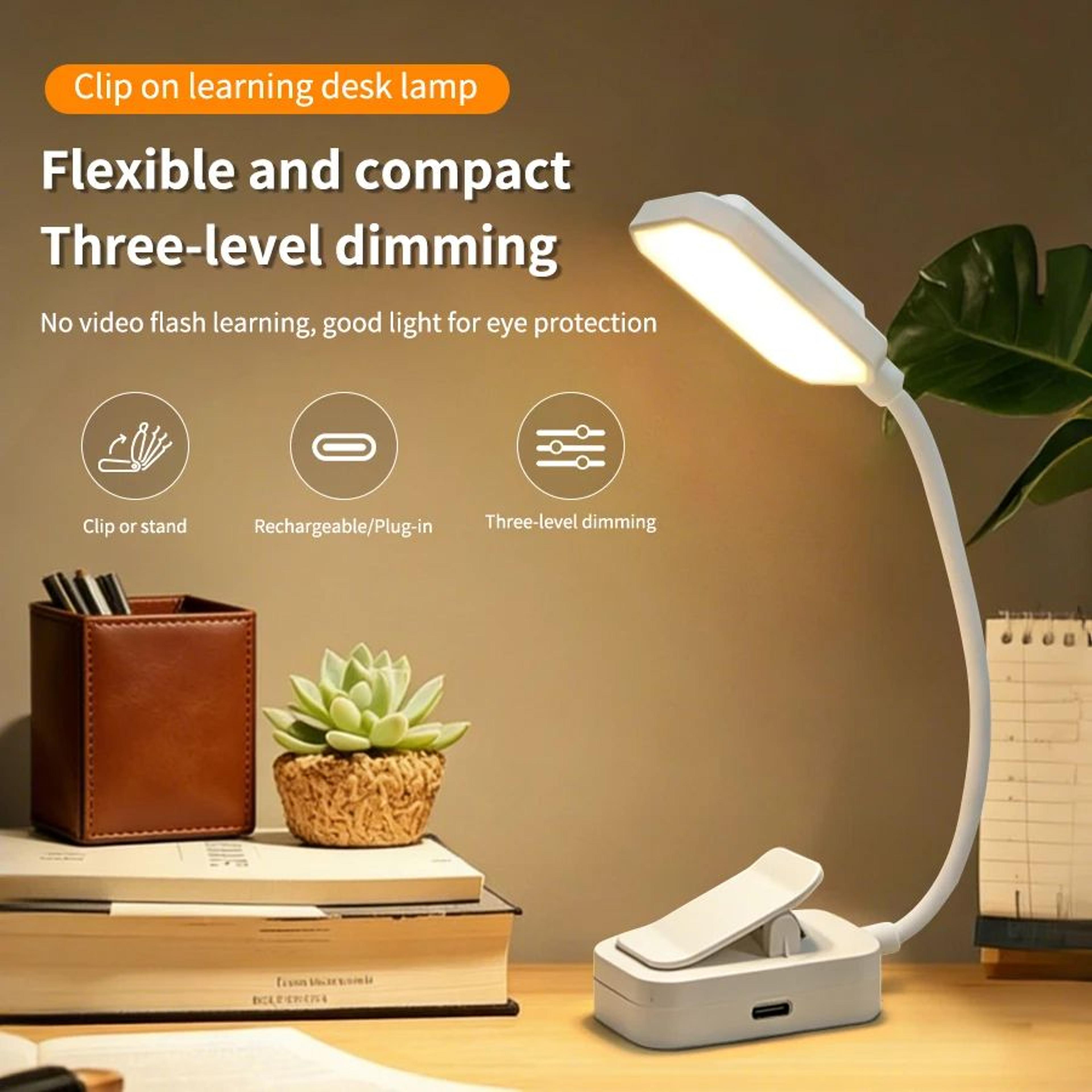 Dimmable LED Clip On Reading Lamp With 360 Degree Gooseneck 7