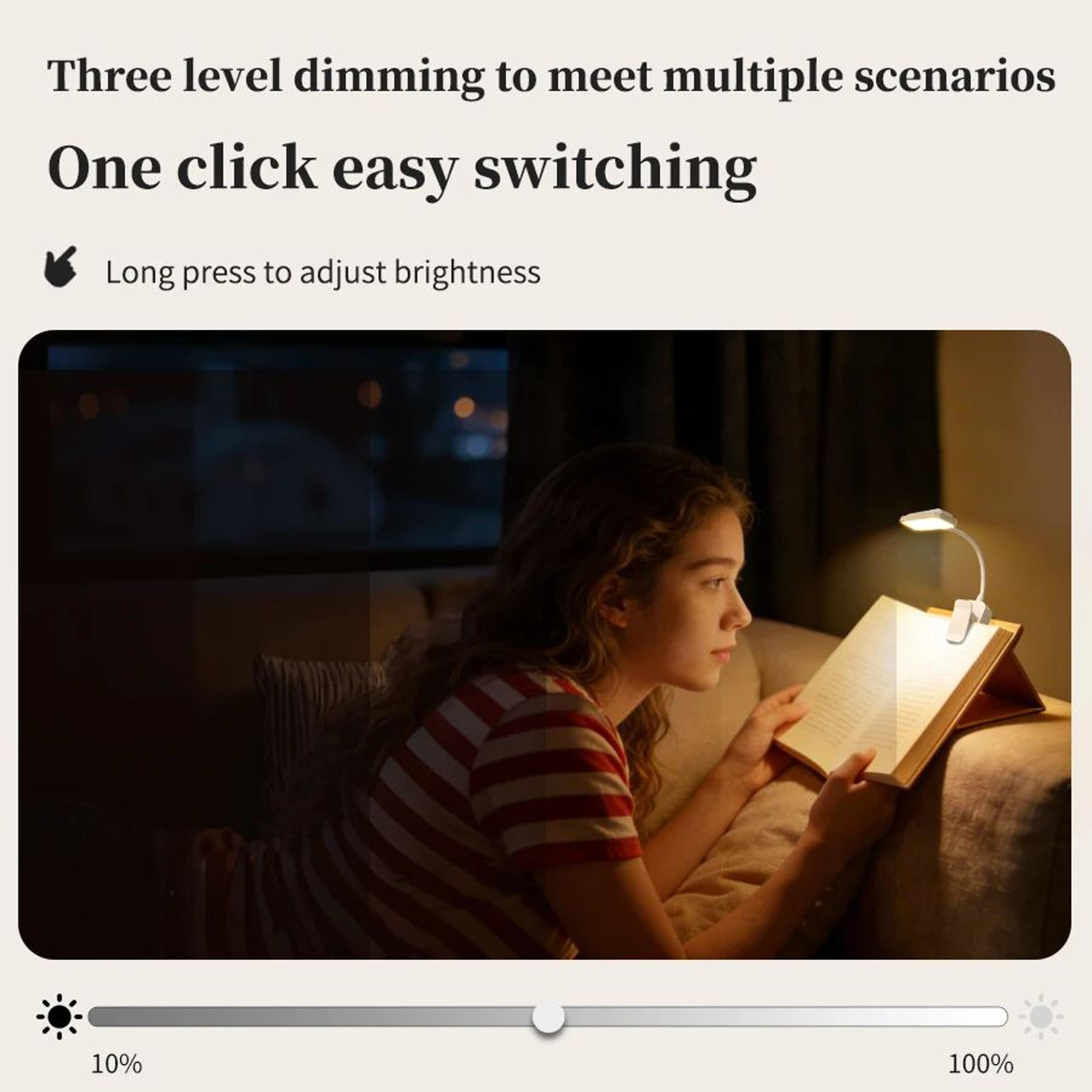 Dimmable LED Clip On Reading Lamp With 360 Degree Gooseneck 2