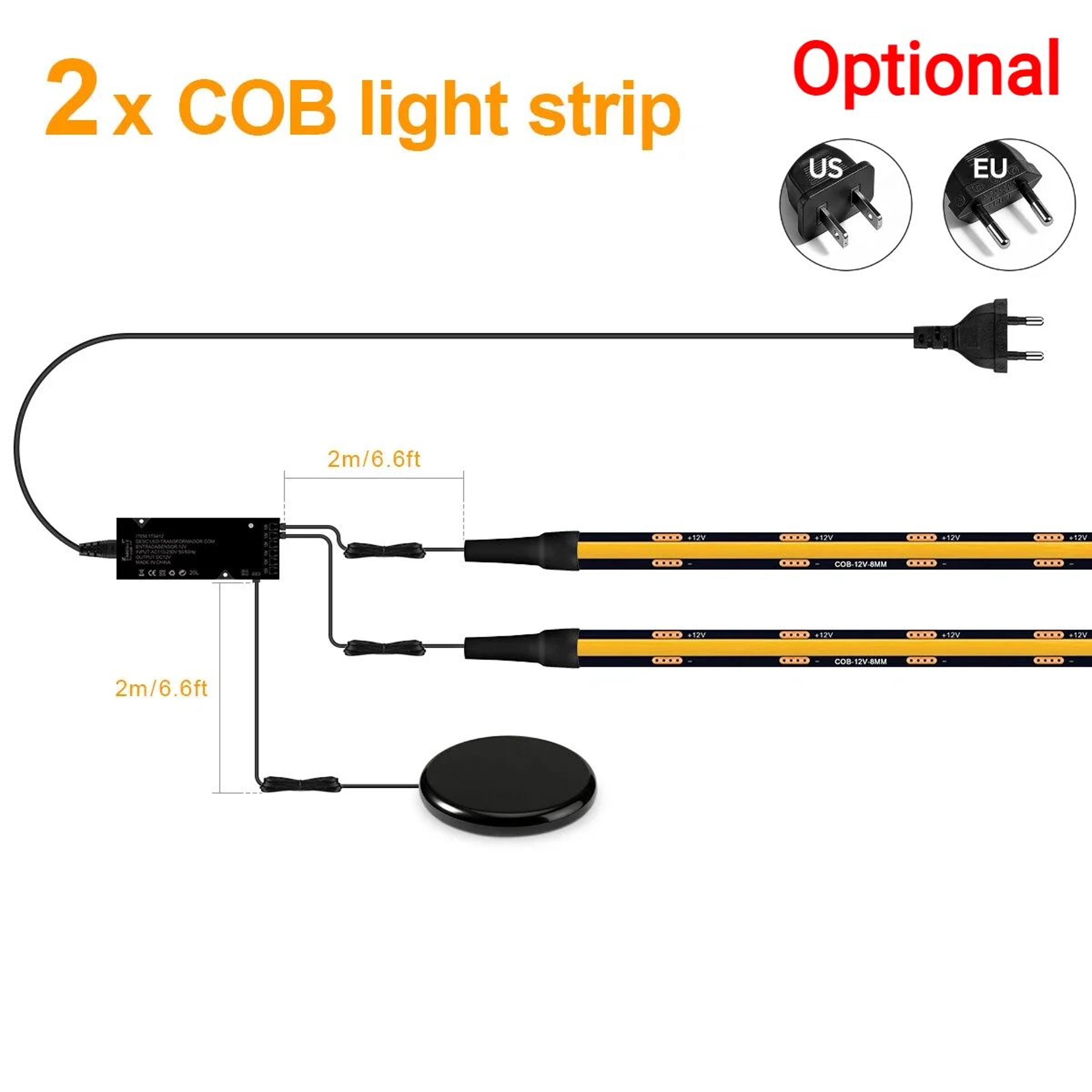 COB LED Under Cabinet Strip Light Kit With Touch Dimmer 7
