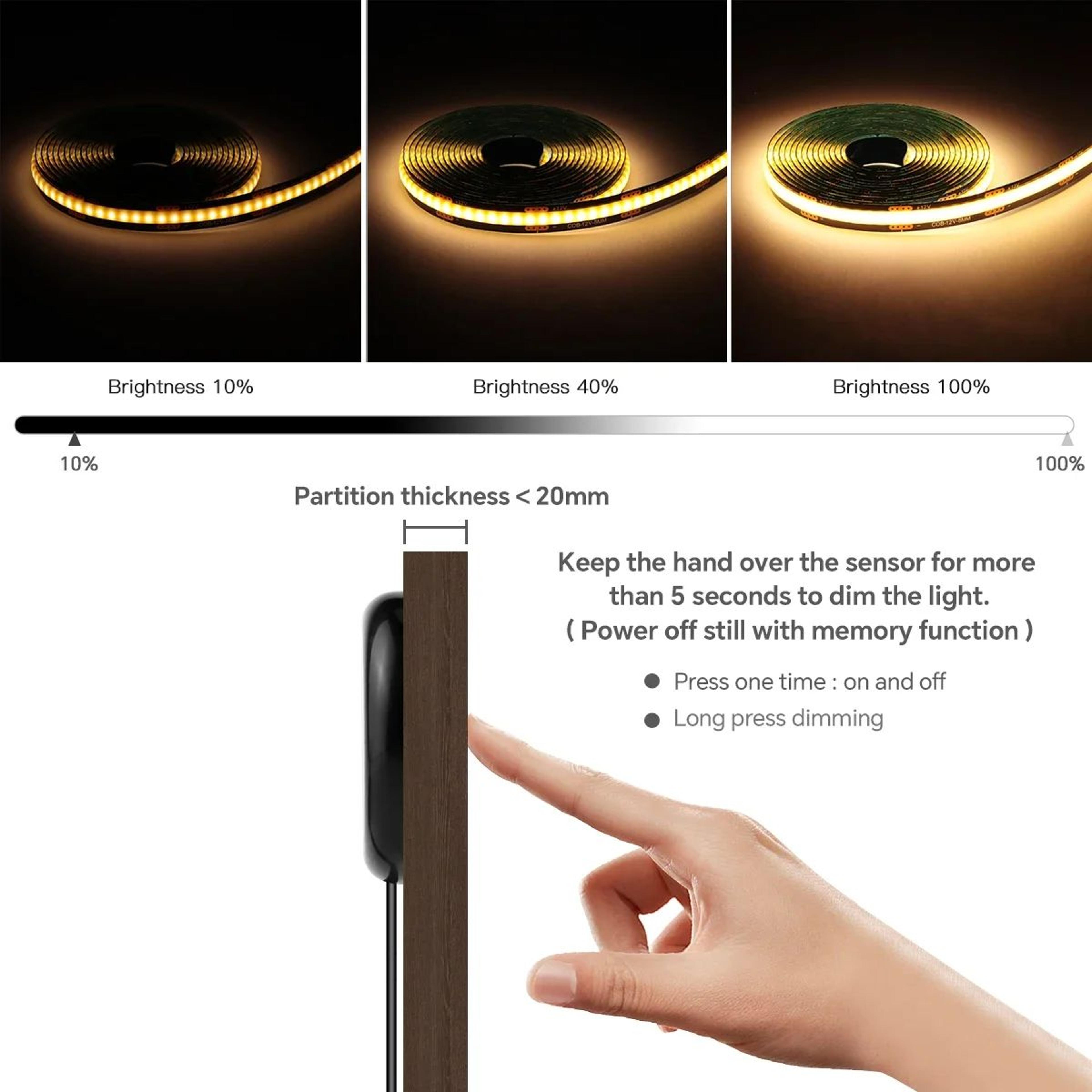 COB LED Under Cabinet Strip Light Kit With Touch Dimmer 2