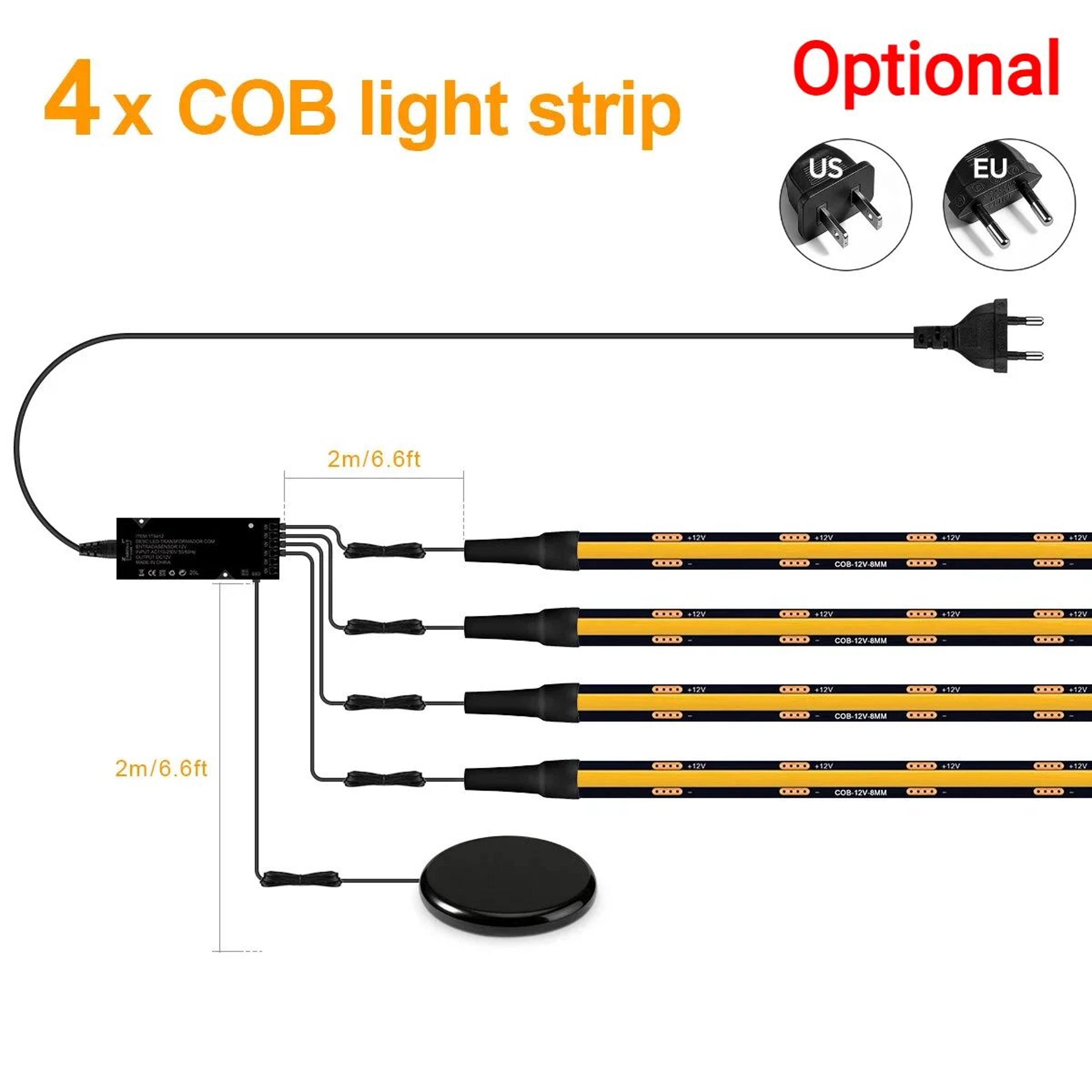 COB LED Under Cabinet Strip Light Kit With Touch Dimmer 9