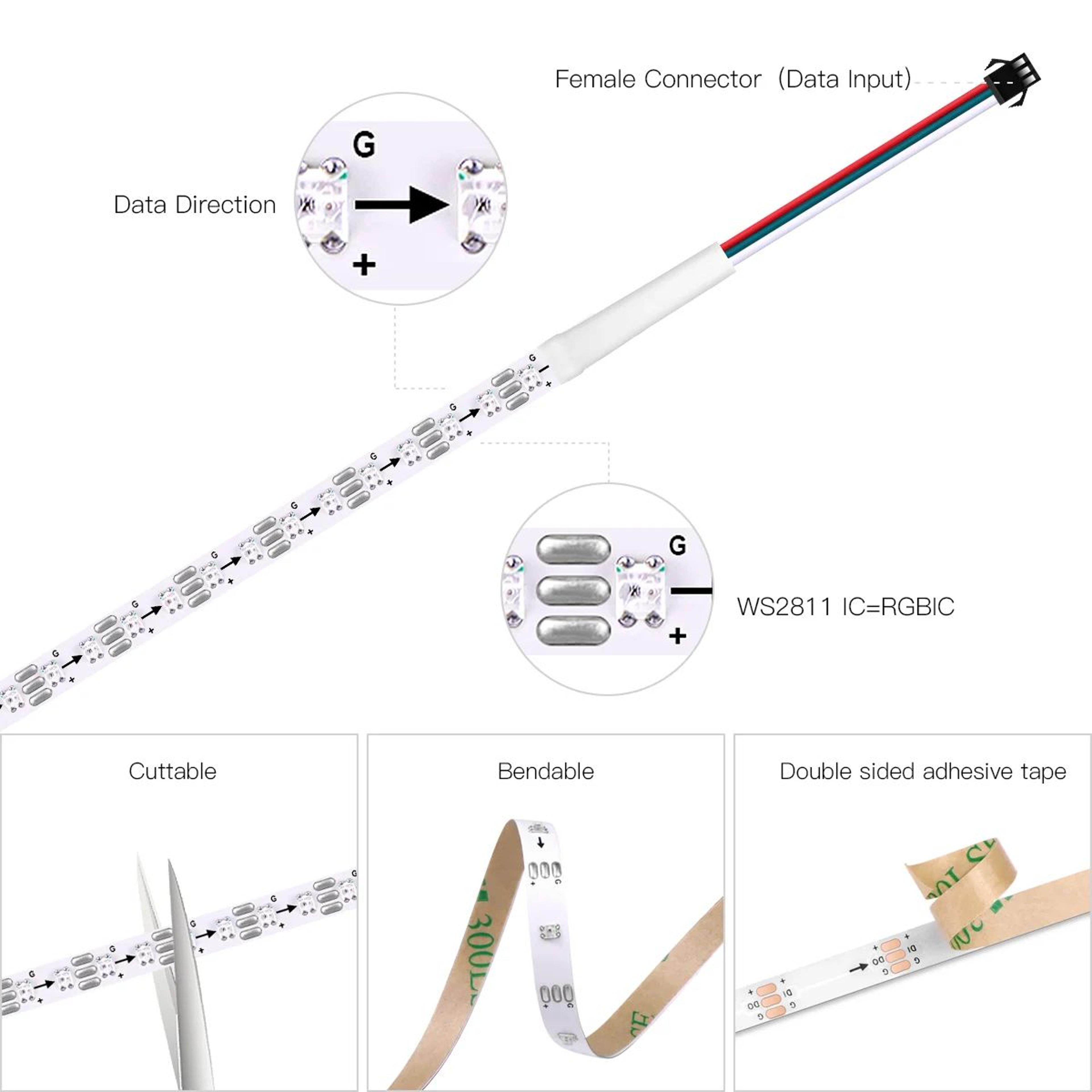 5V RGBIC Smart Pixel LED Strip Lights For Room Decor 3