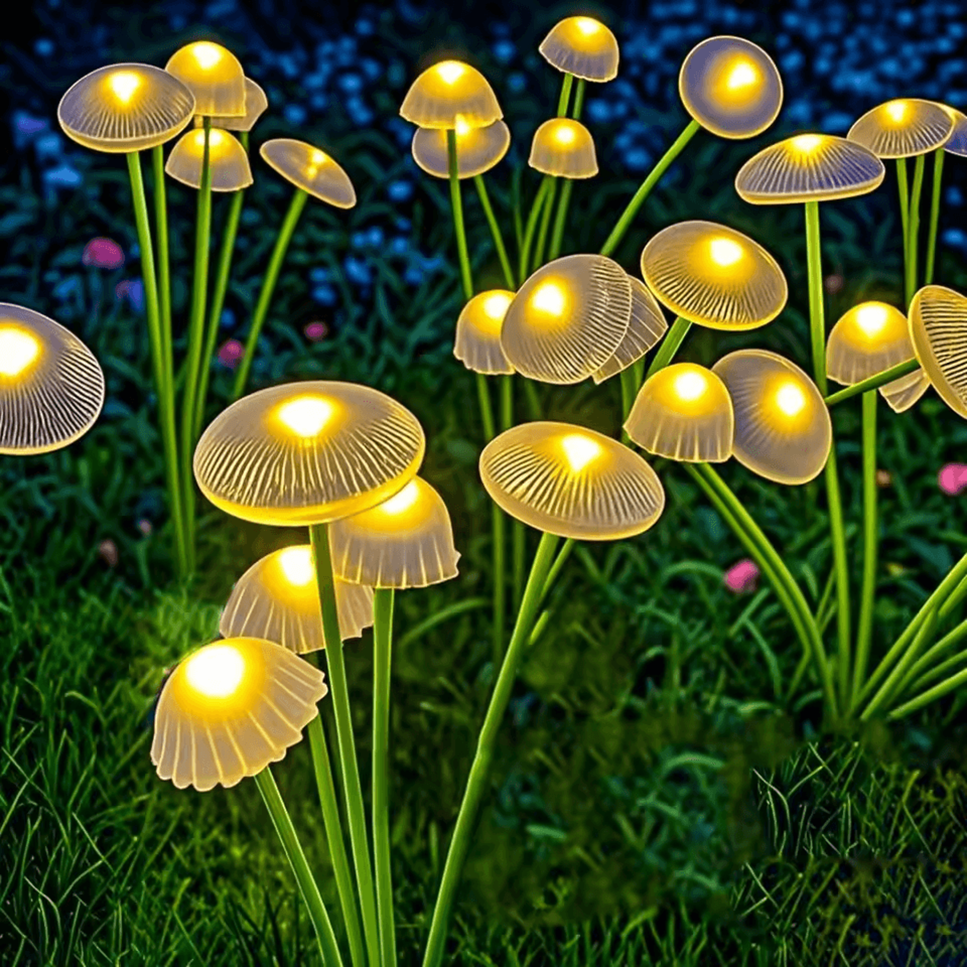 solar garden mushroom lights dual mode led waterproof outdoor decor for pathway yard and patio ambiance