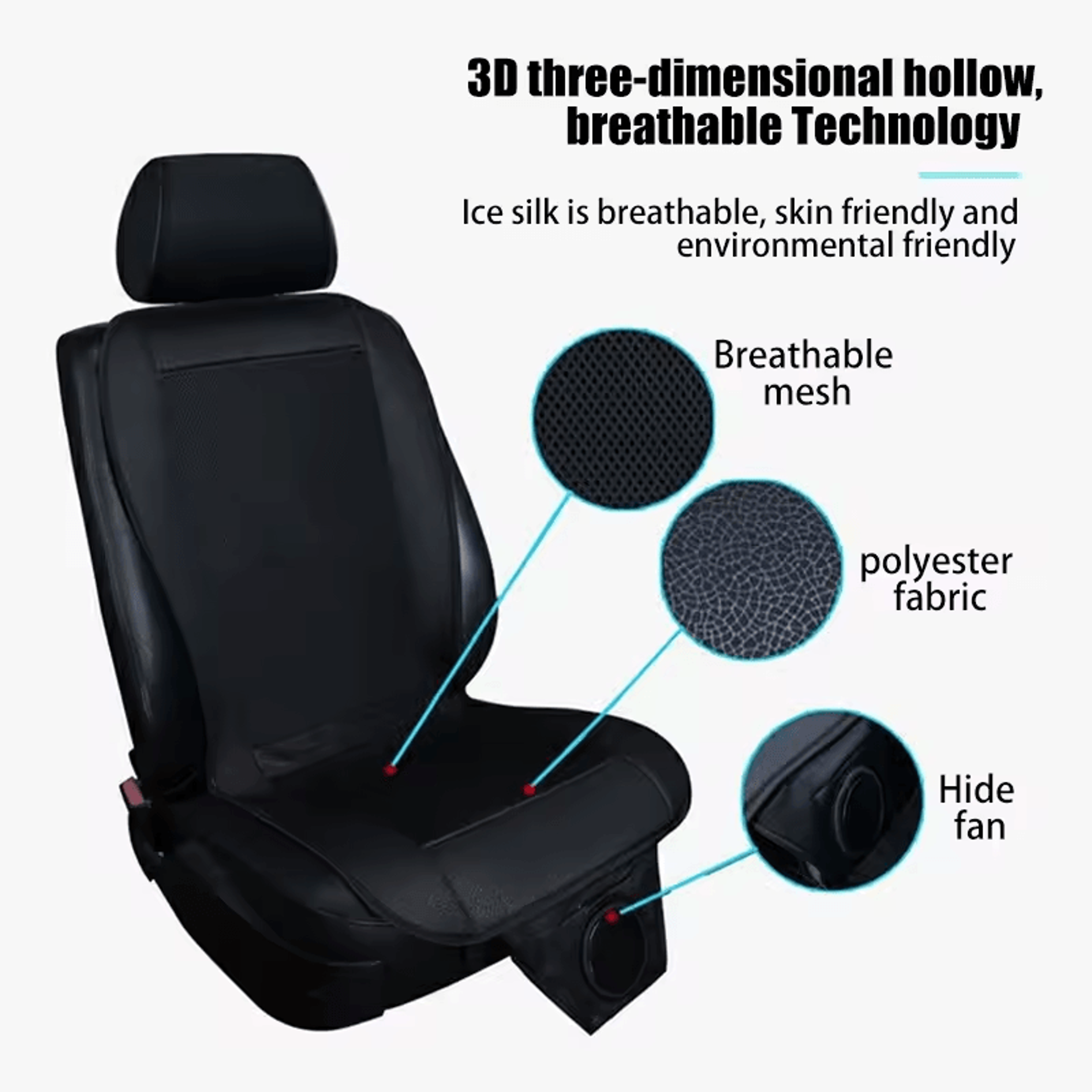 12V Car Cooling Seat Cushion With 8 Fans Ventilated Summer Seat Pad For Comfortable Driving 3