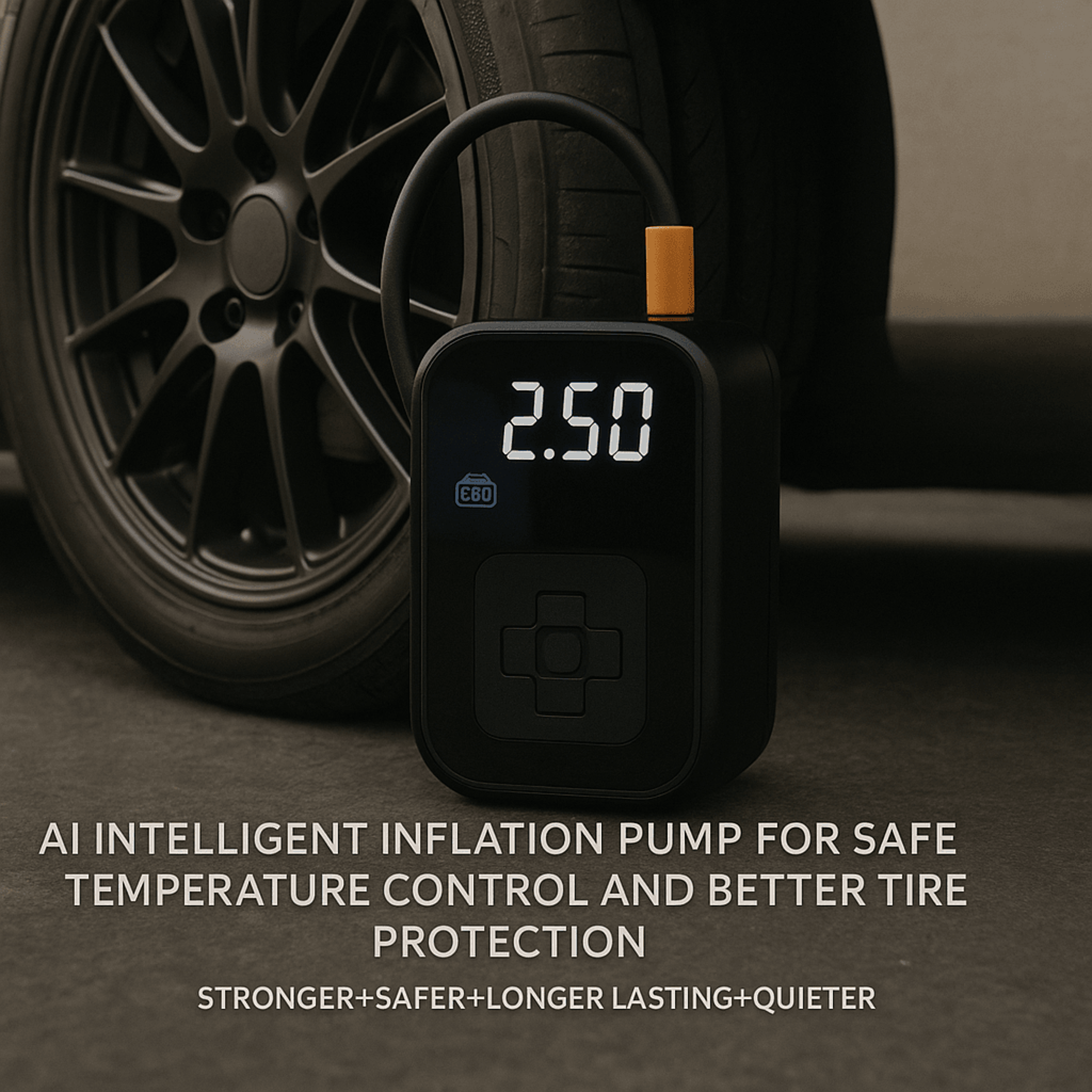 cordless electric tire inflator portable wireless air compressor pump for car, bike & ball inflation