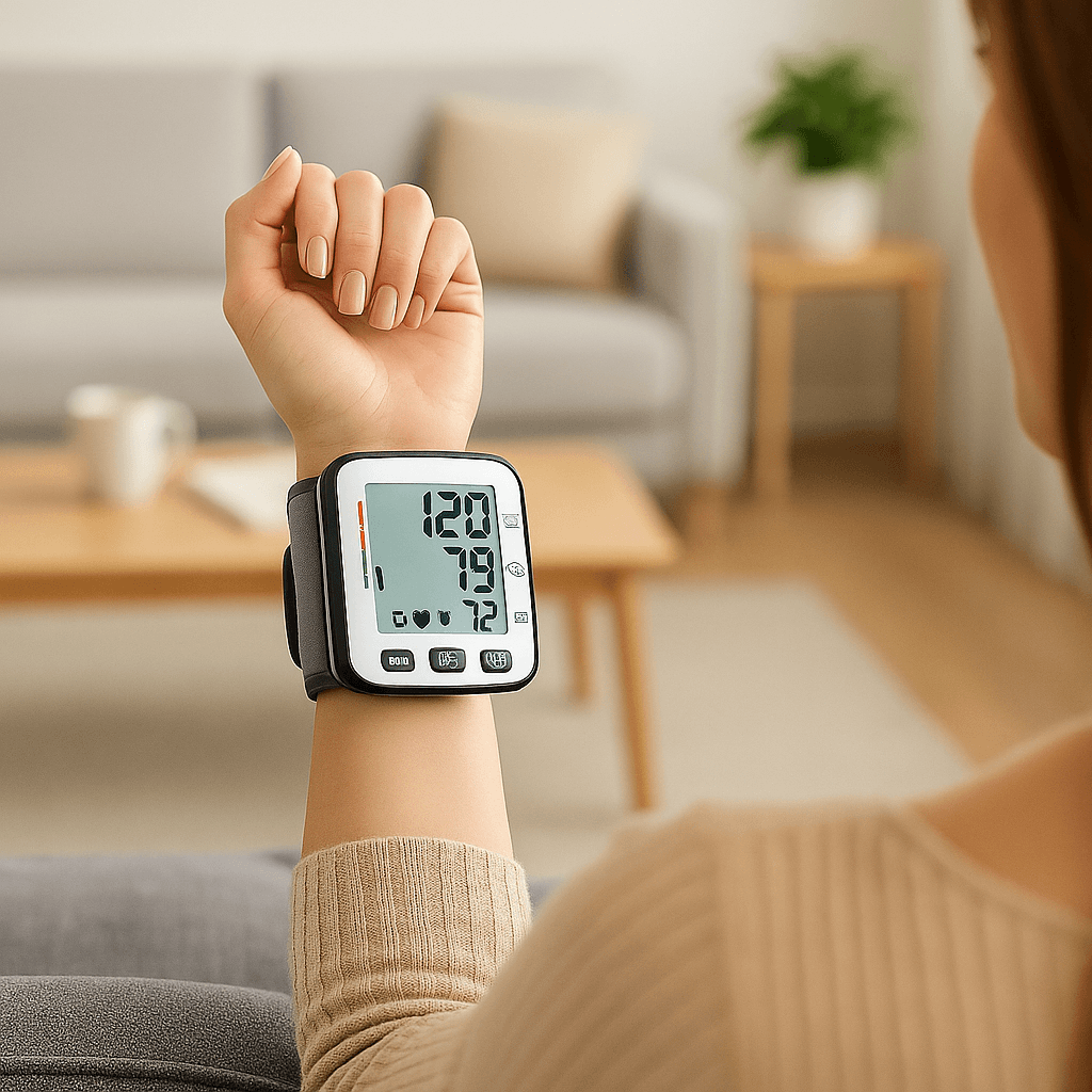 automatic wrist blood pressure monitor with pulse tracking and memory