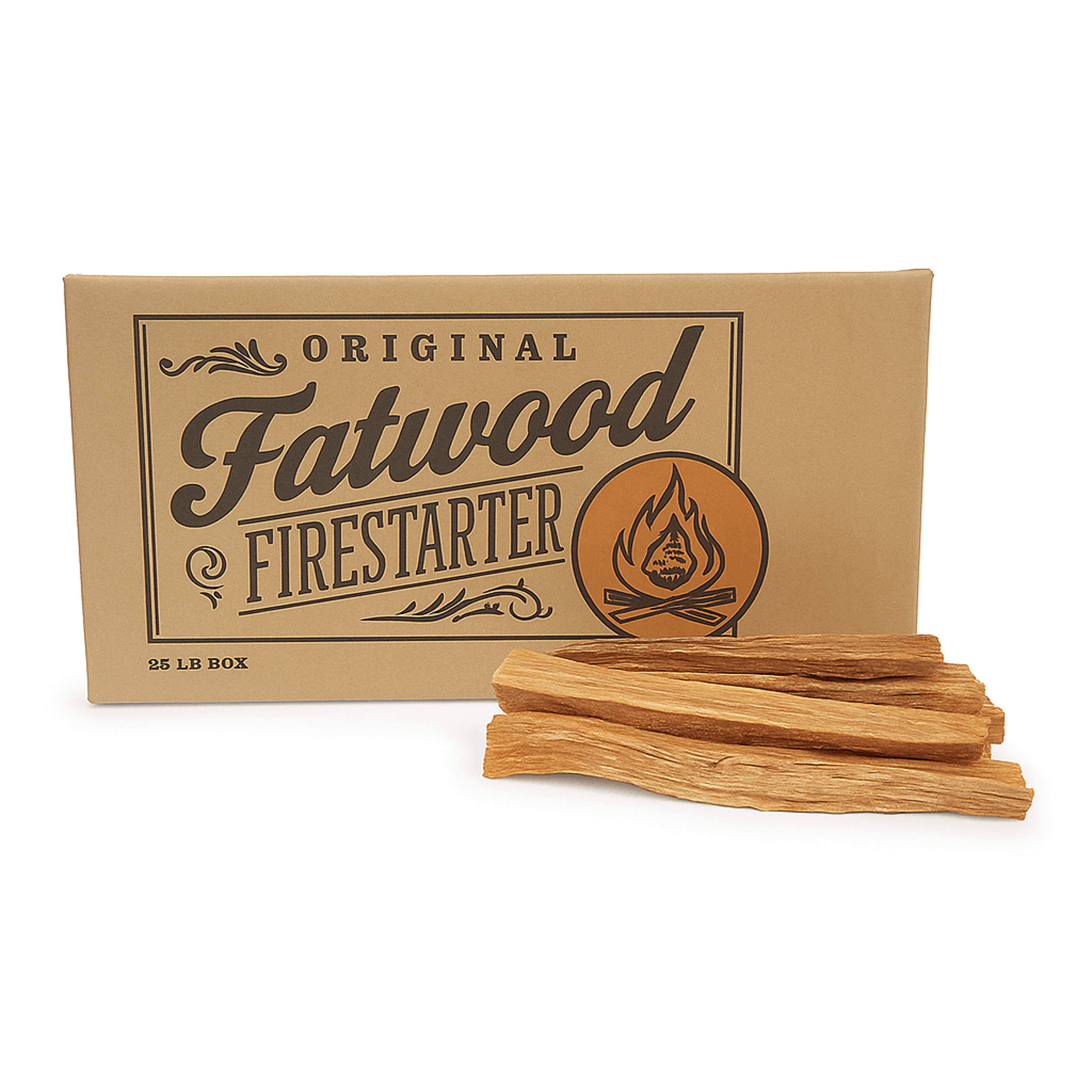 25 lb box fatwood fire starter natural resin-rich kindling sticks for easy ignition