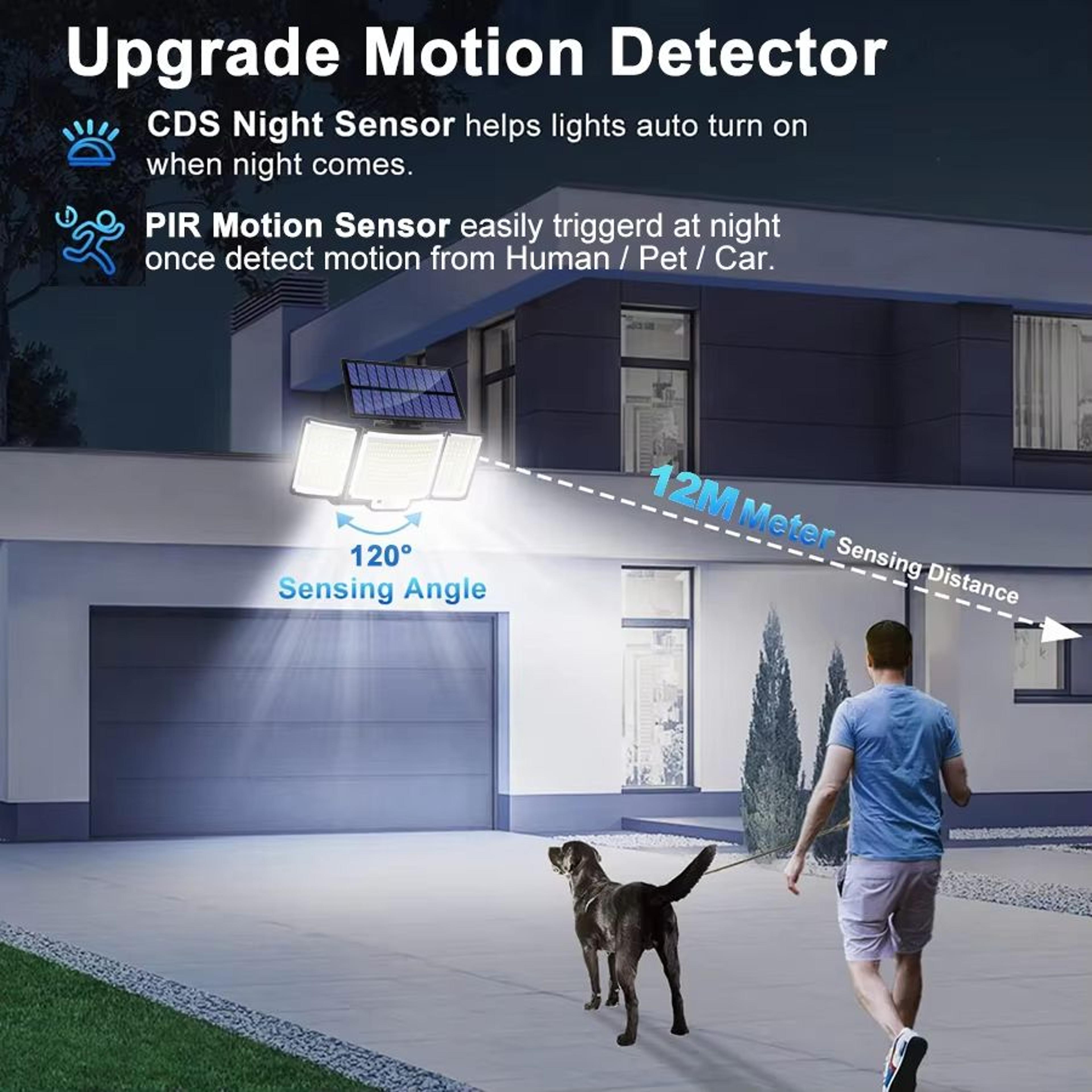 super bright solar motion sensor outdoor light – 328/348 led waterproof wall lamp with 3 lighting modes for garden, pati