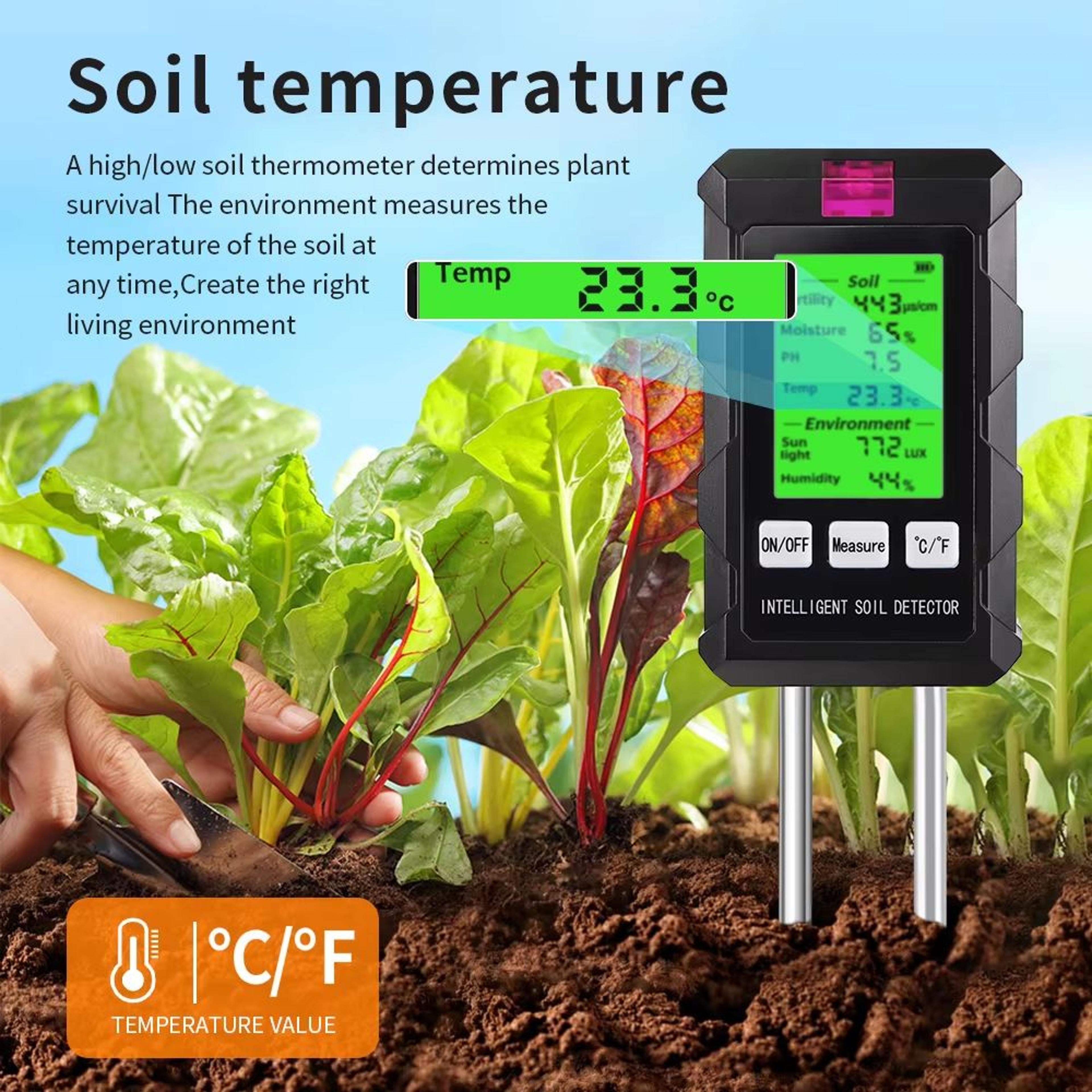 6 in 1 digital soil tester multifunctional soil ph detector moisture fertility ph temperature humidity light meter for g