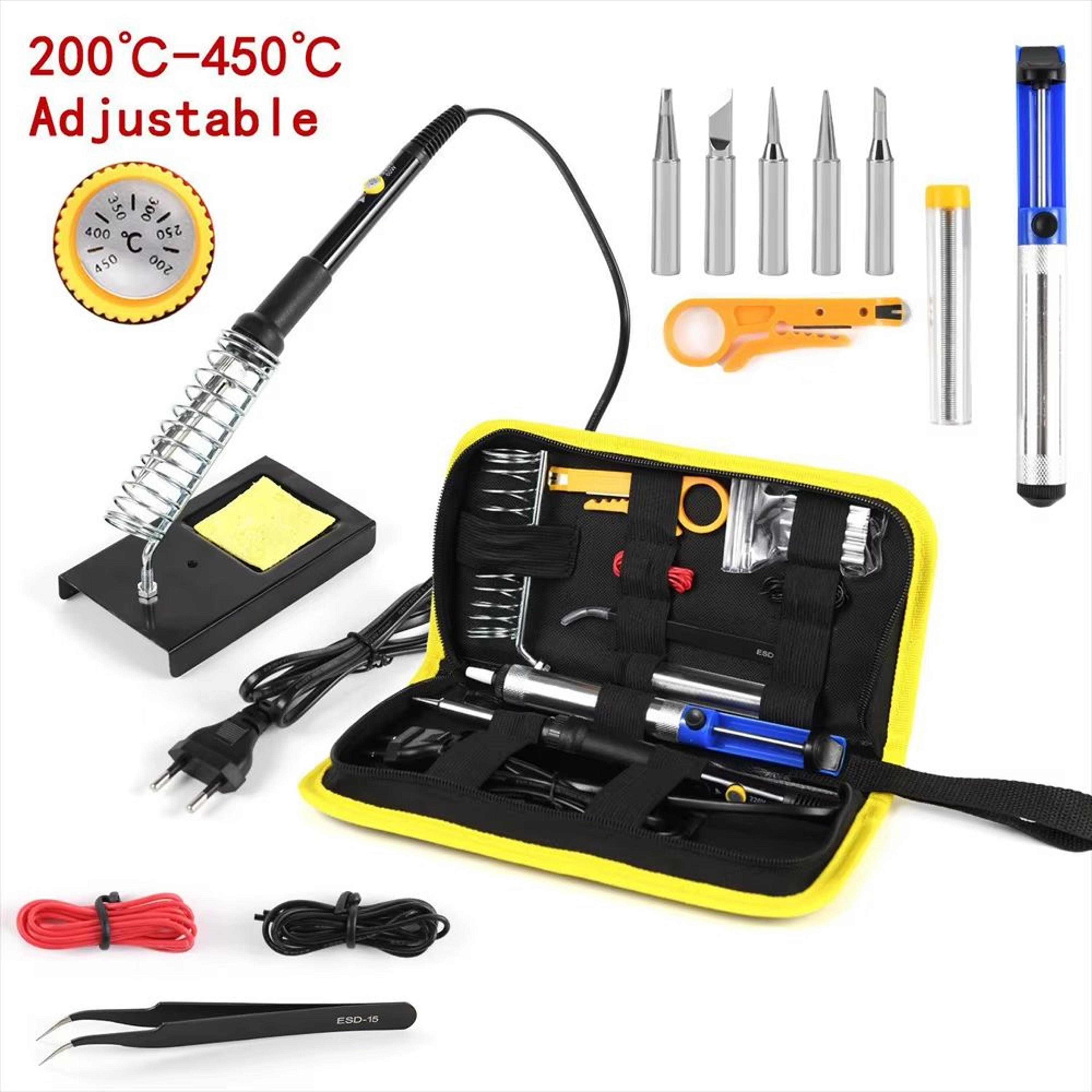 15-in-1 soldering iron kit – adjustable temperature 60w eu plug with complete repair tools