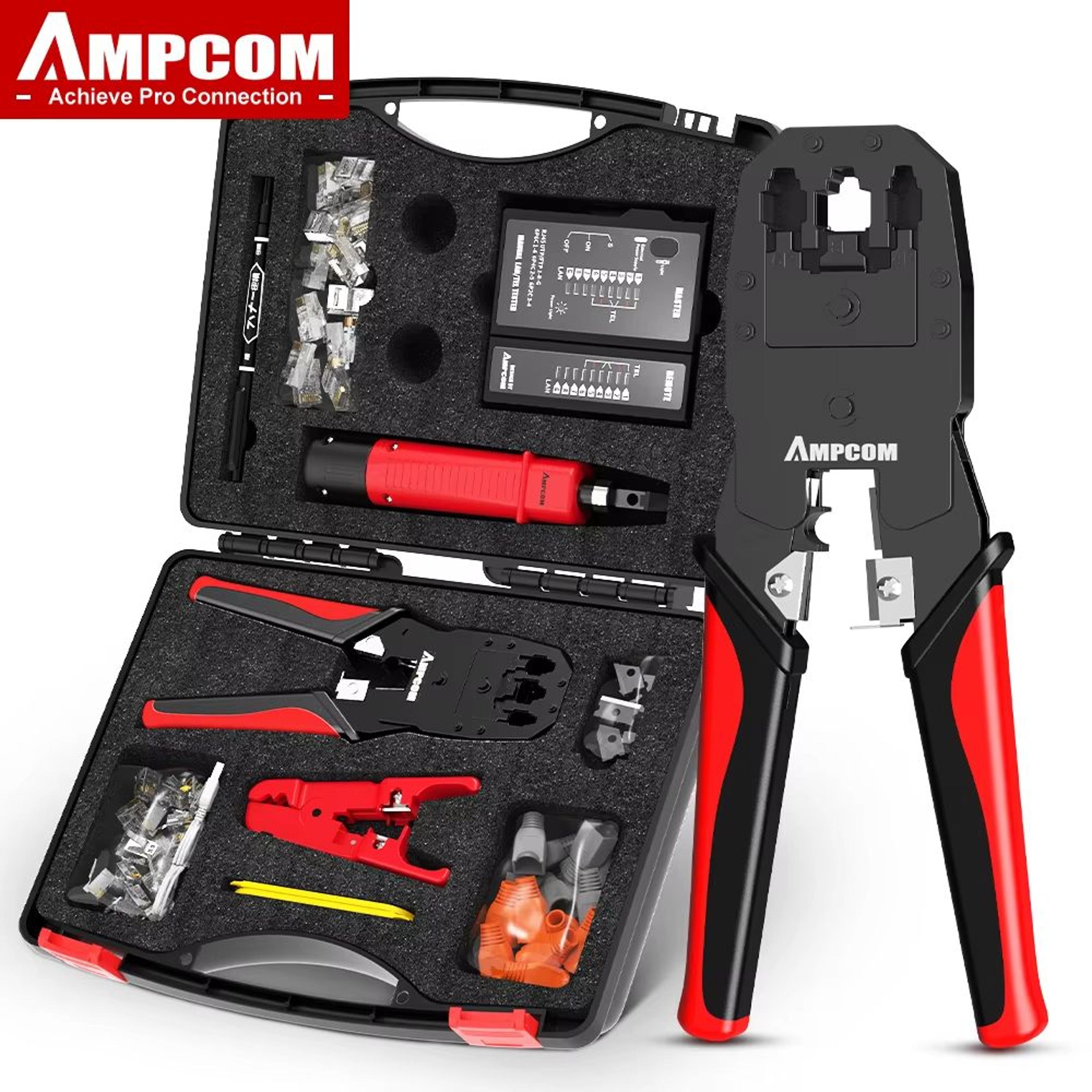 profix 12 in 1 ethernet cable crimper and lan cable tester set