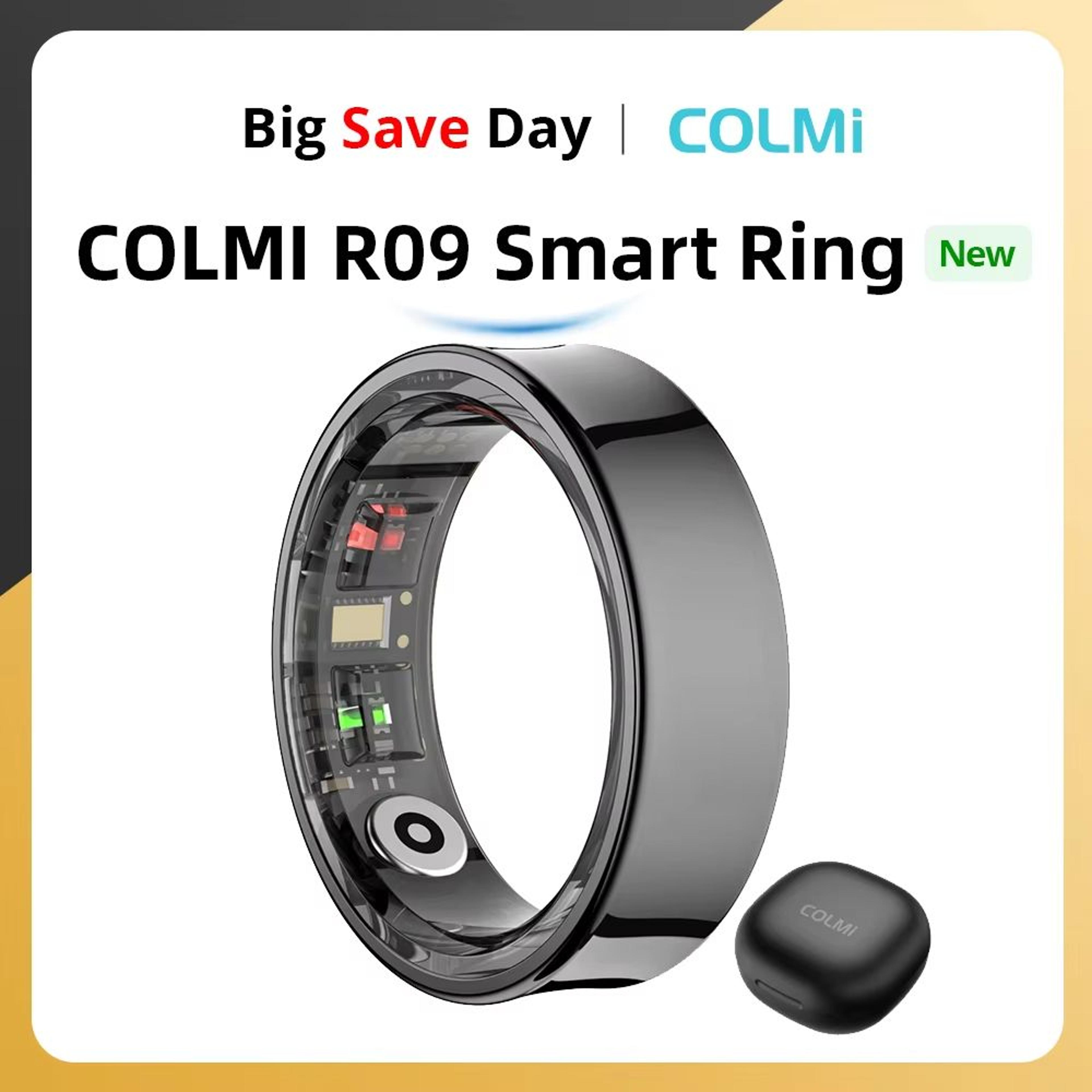 colmi r09 smart ring with charging case – body temperature sleep monitor bluetooth health ring for android ios devices