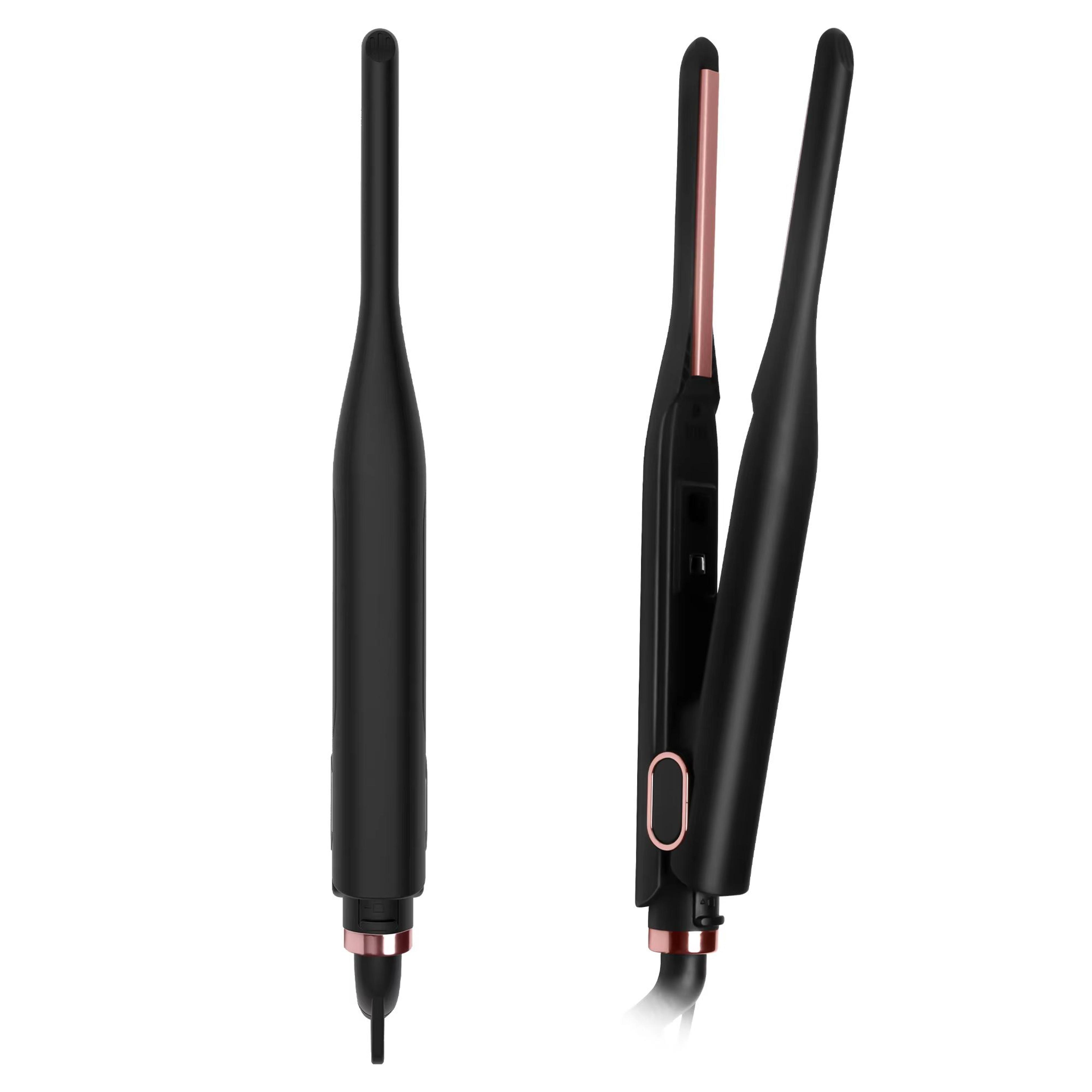 mini pencil flat iron – 3/10" hair & beard straightener with adjustable temperature for short hair & bangs