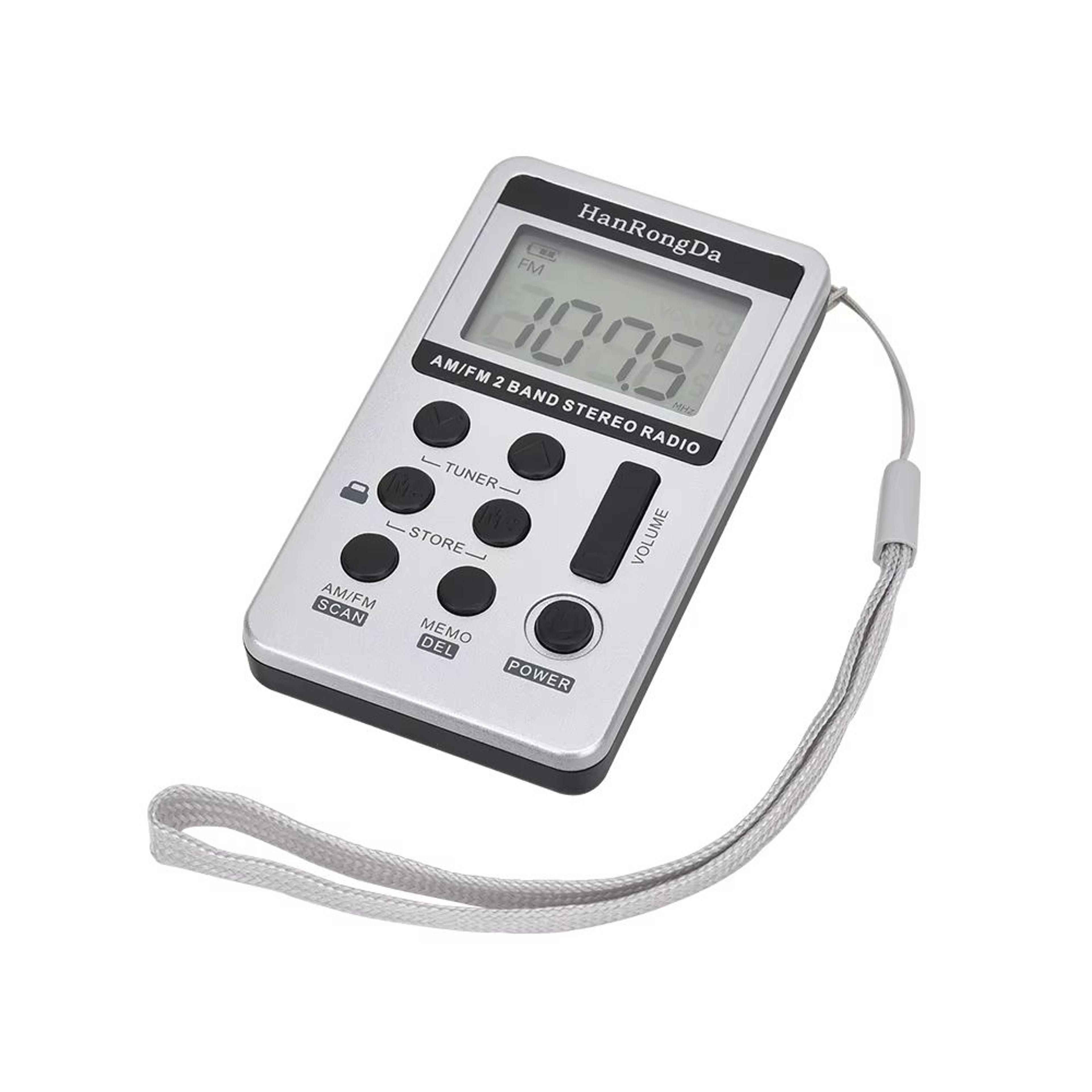 Mini AMFM Pocket Radio With LCD Display  Rechargeable Portable Stereo Receiver With Earphones 1