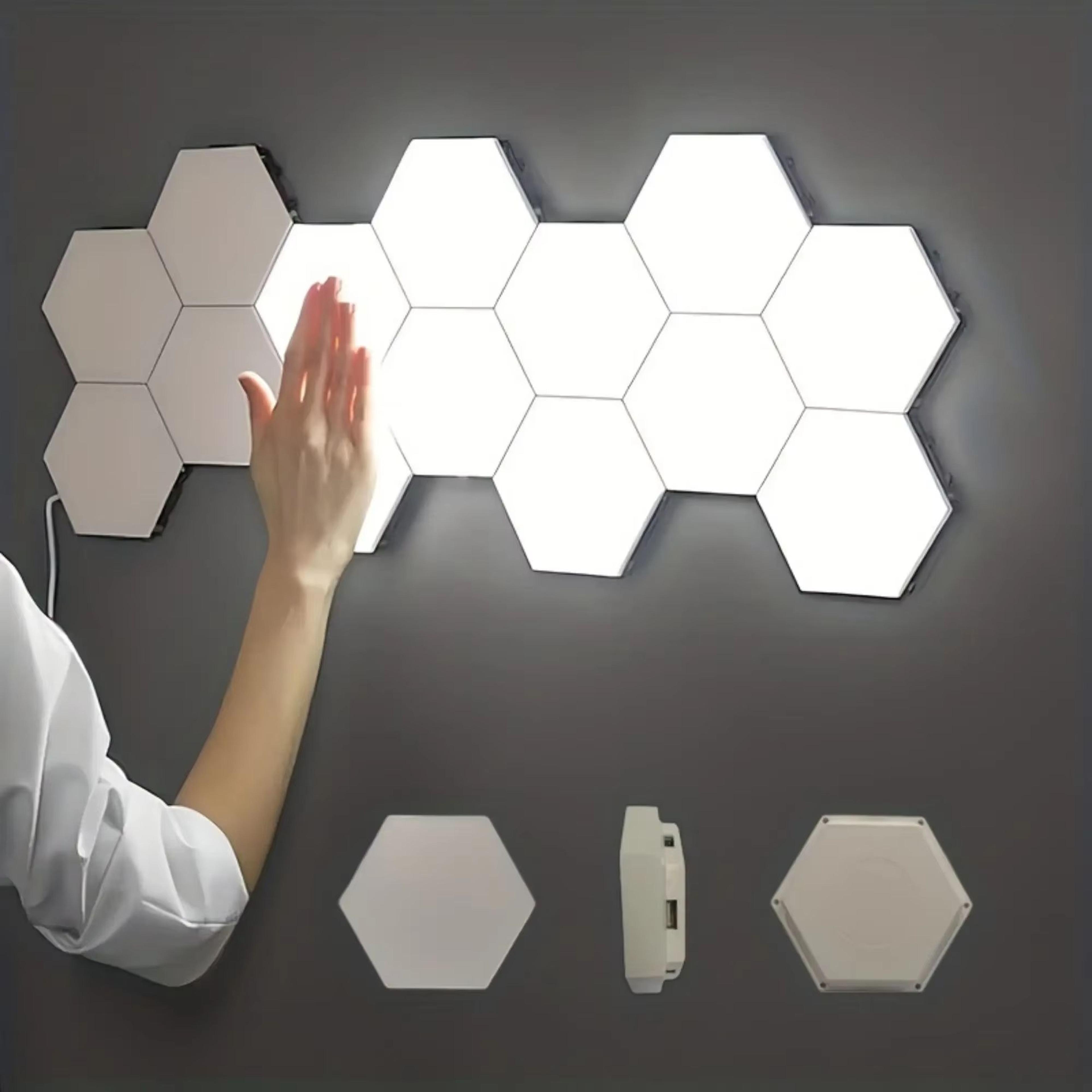 modular touch control honeycomb led wall lights – 6-piece set