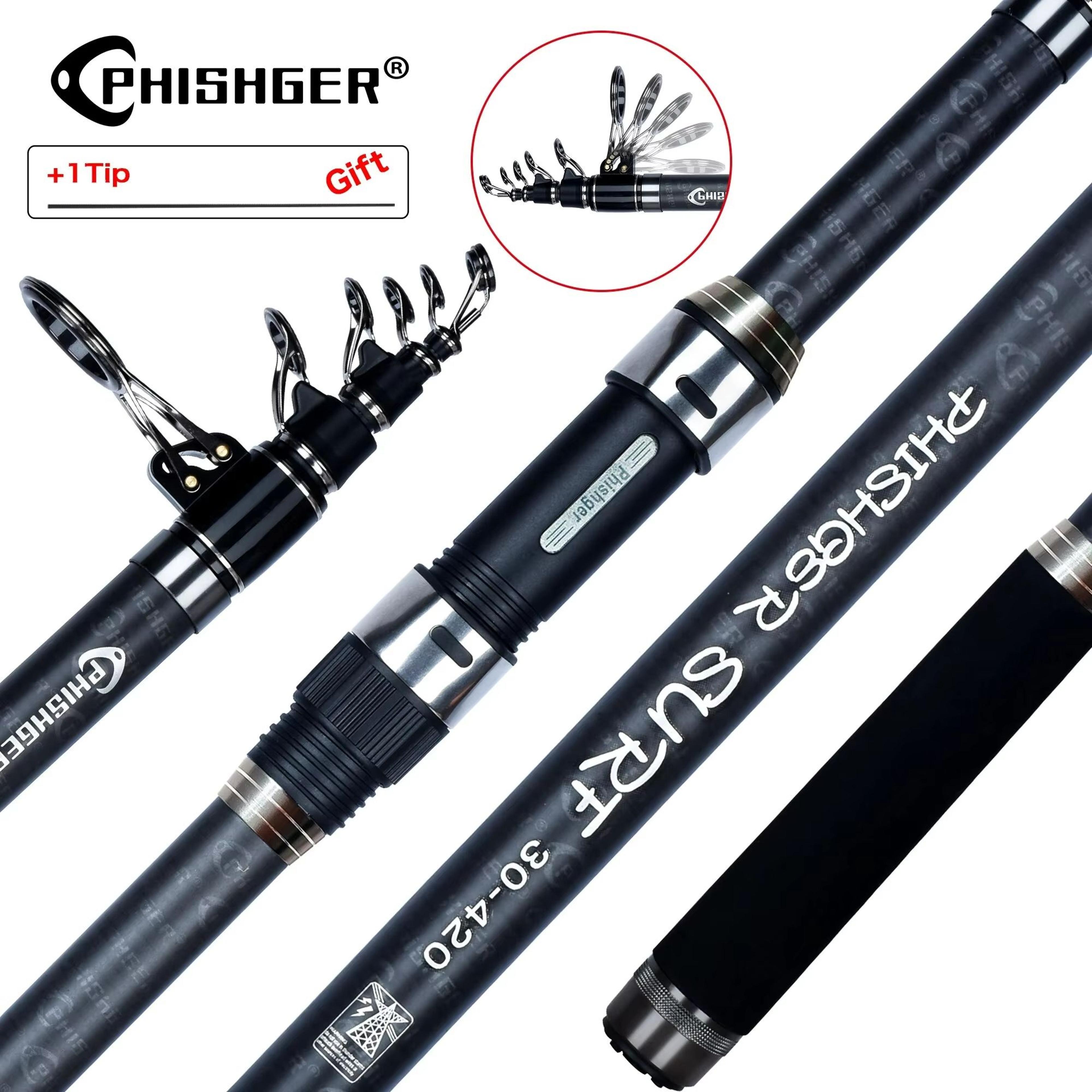 phishger carbon telescopic surf fishing rod – travel-ready power for long-distance shore casting