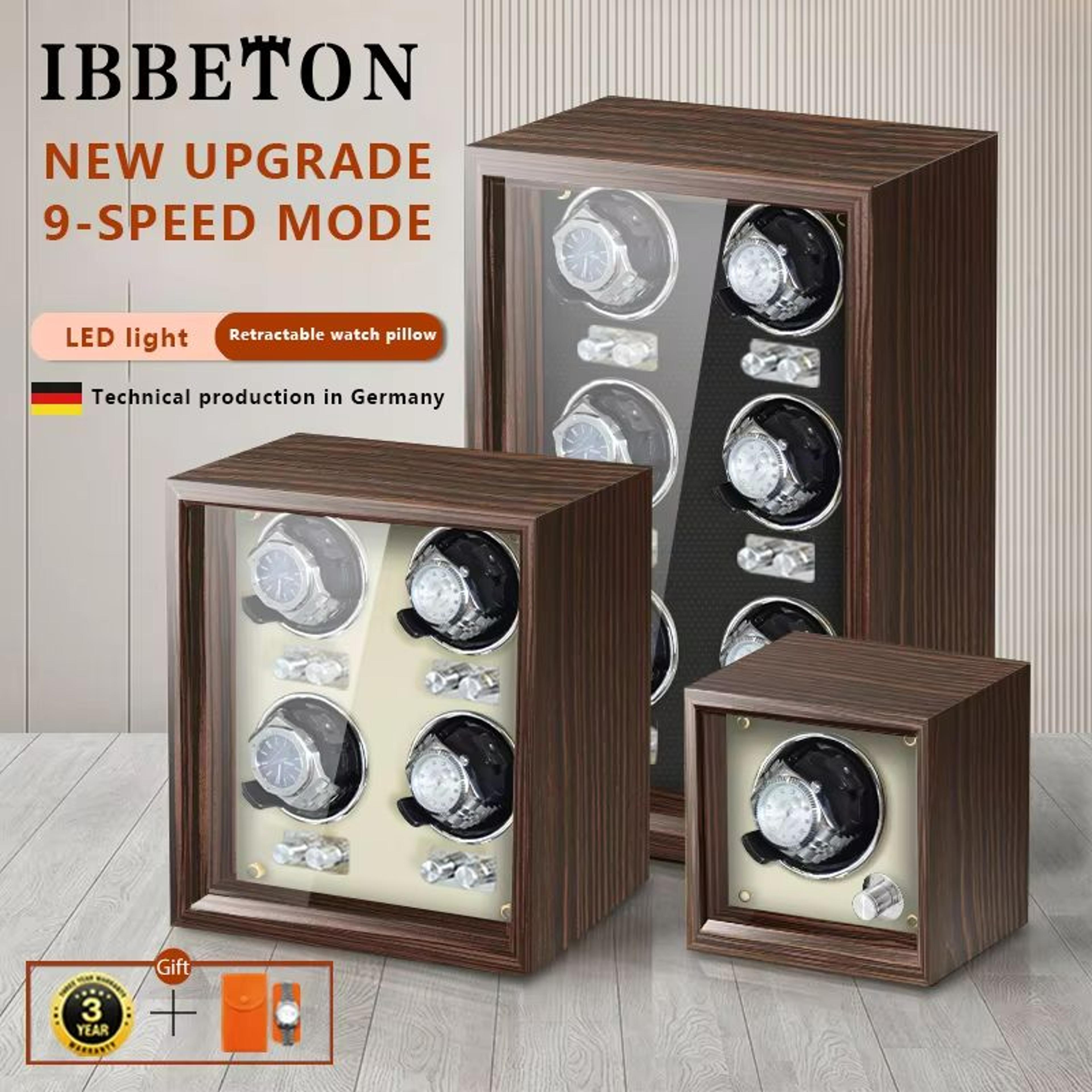 ibbeton elegancewood automatic watch winder – 2, 4, or 6 slots with mabuchi motor