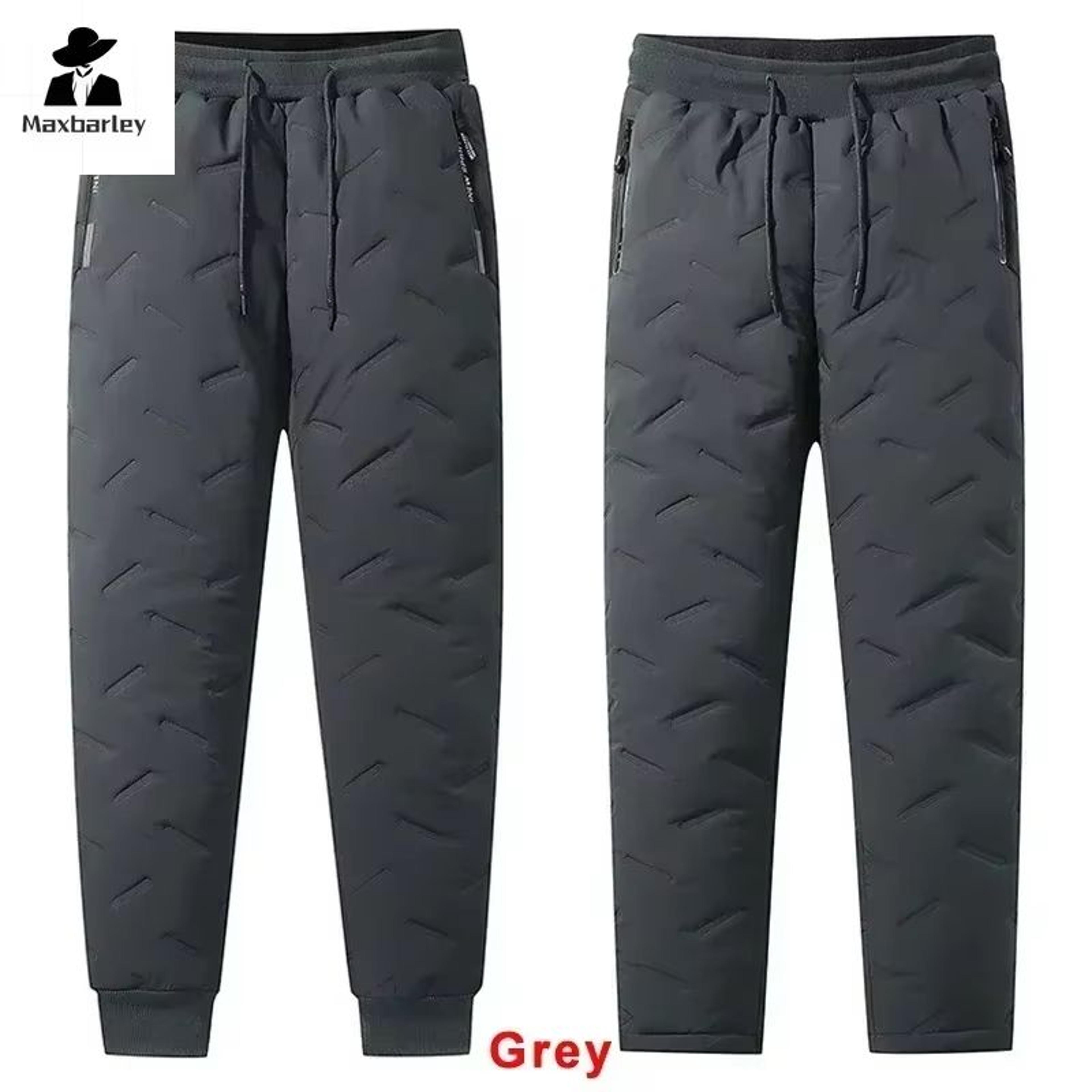 Mens Winter Down Cotton Pants Waterproof Warm Thickened Outdoor Ski Joggers With Zipper Pockets 2