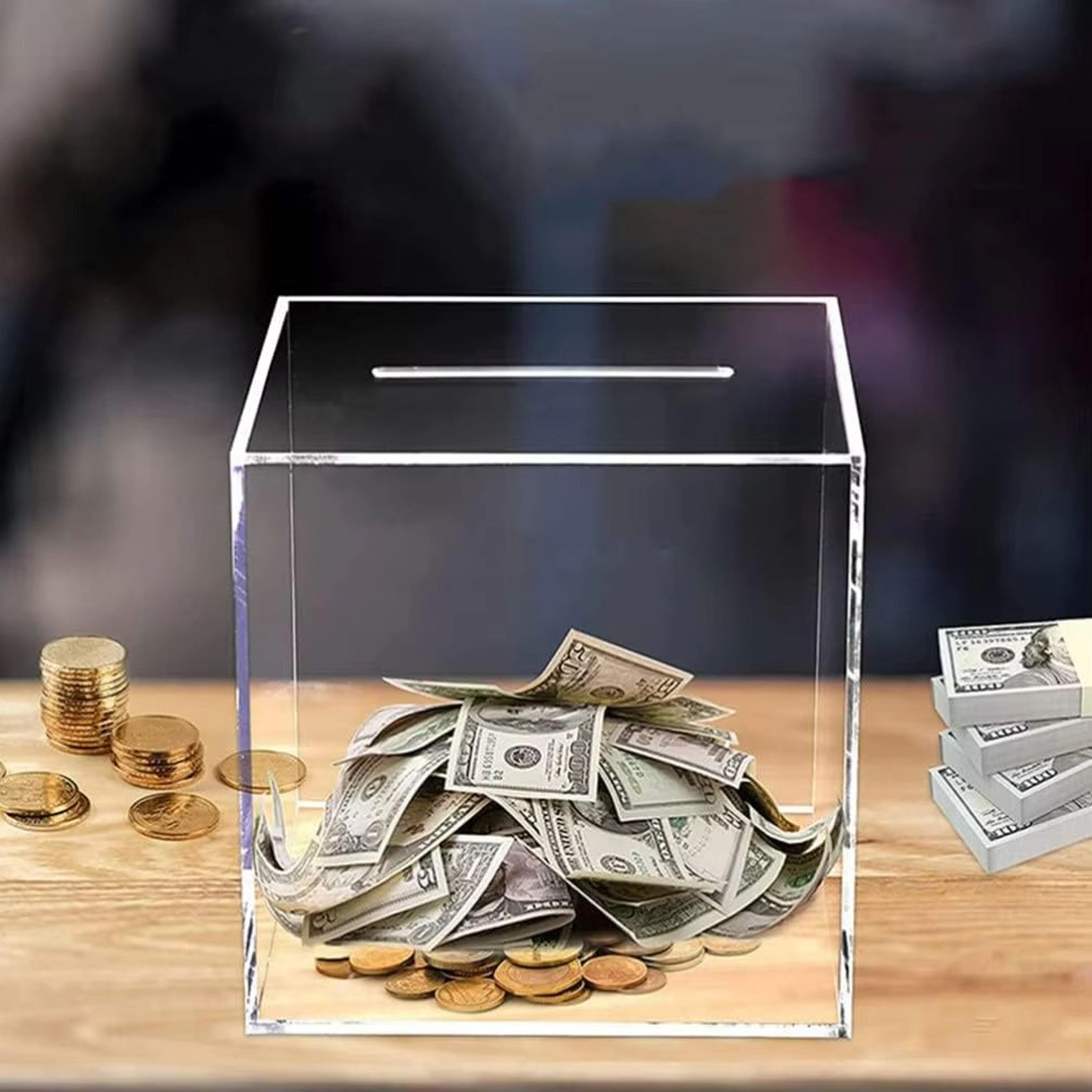 clear acrylic piggy bank for adults break to open savings bank