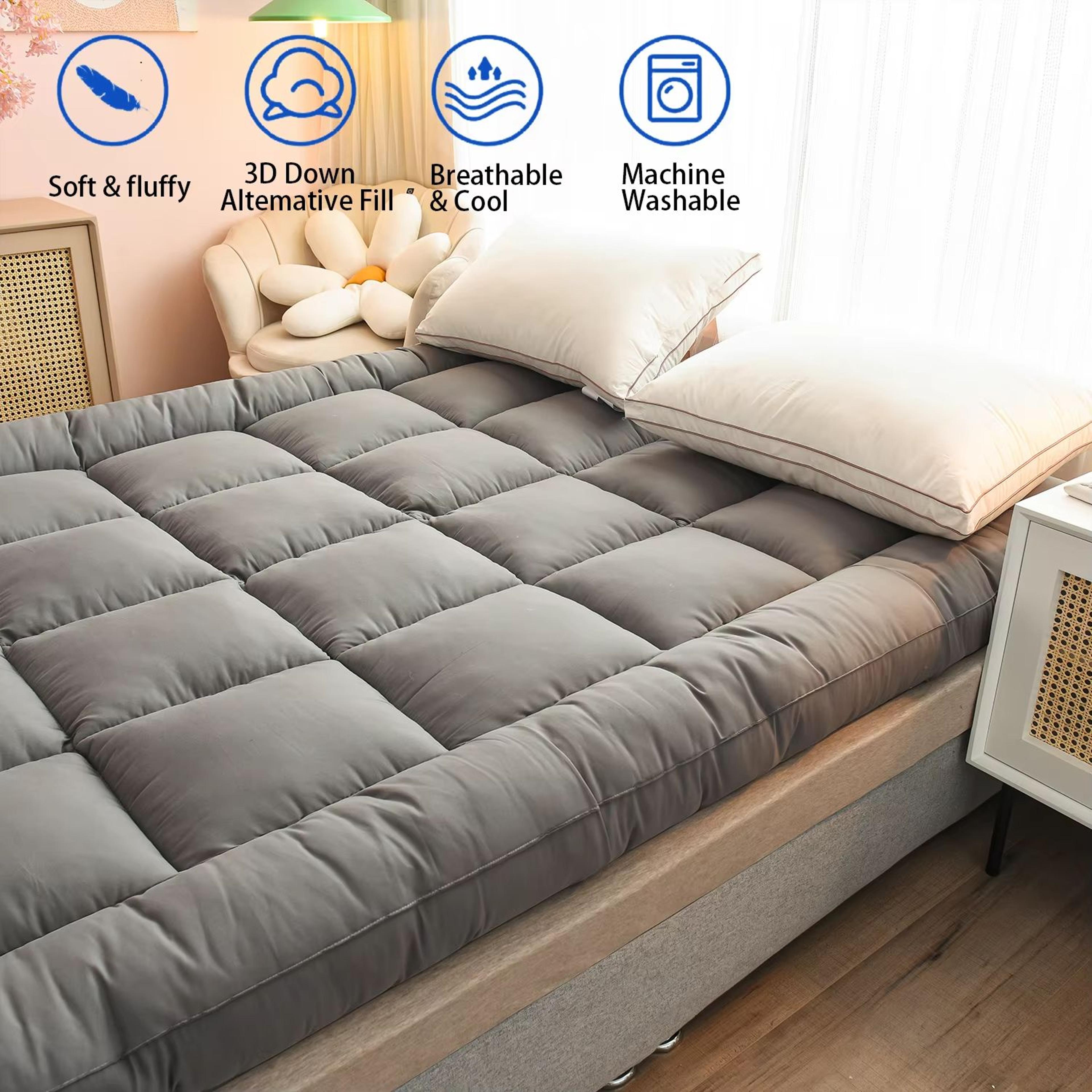Queen Mattress Topper  Extra Thick 1000 GSM Bed Pad With Elastic Pocket For Body Pain Relief  Comfo