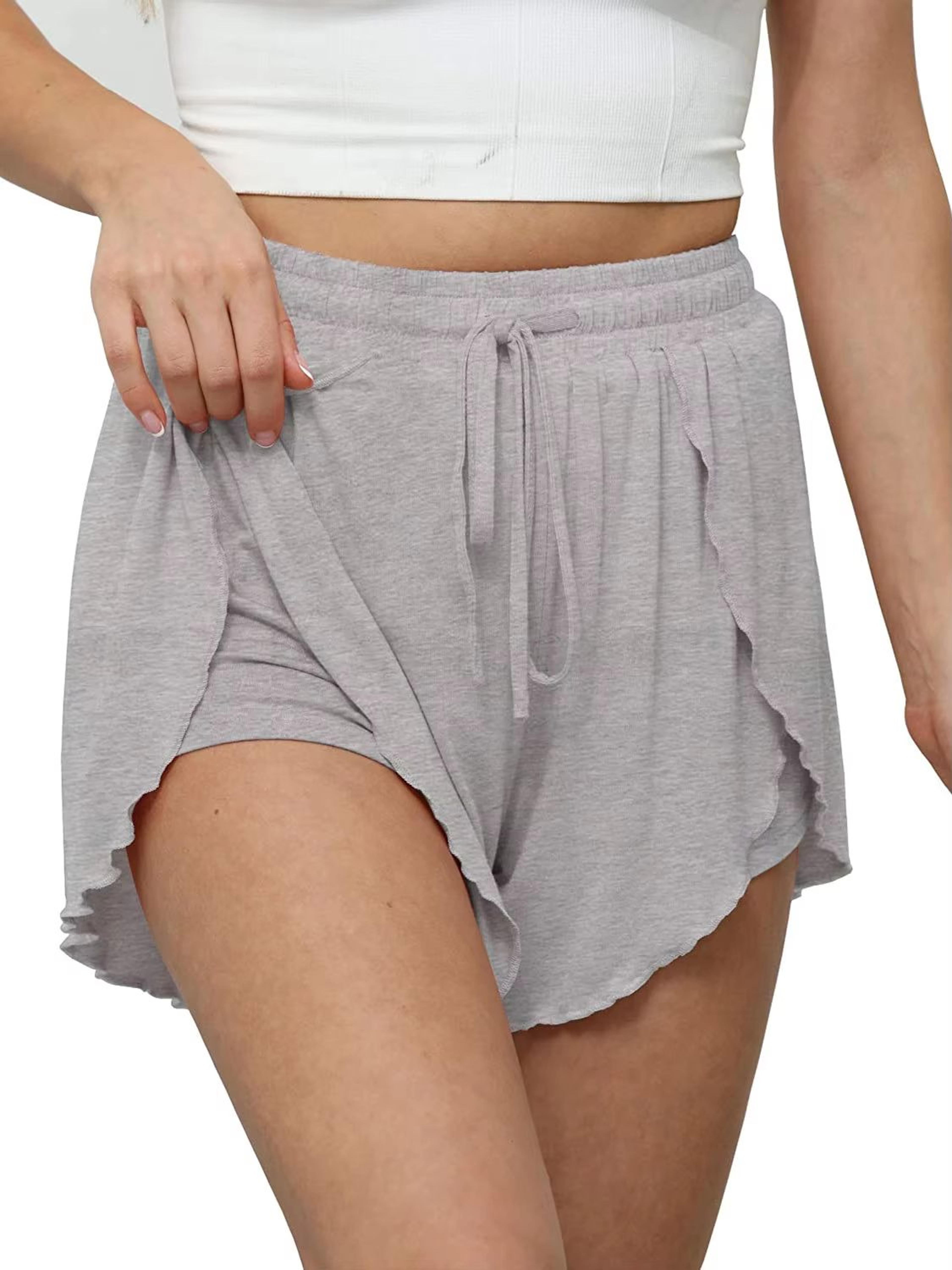womens high waisted casual shorts – summer beach yoga pants with anti-exposure undergarment layer