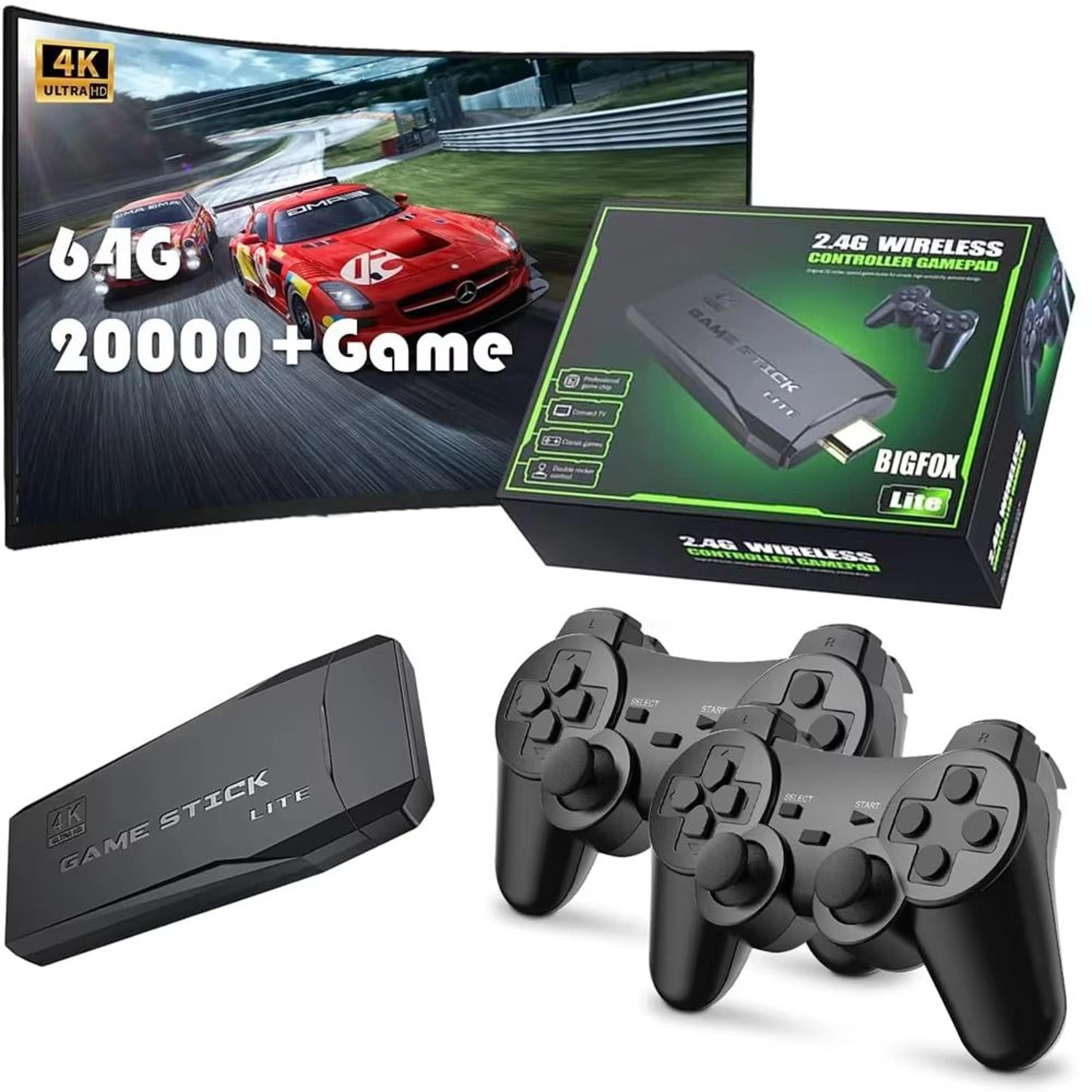 retro wireless game console stick – 4k portable console with 20,000+ games, 64gb storage for classic play