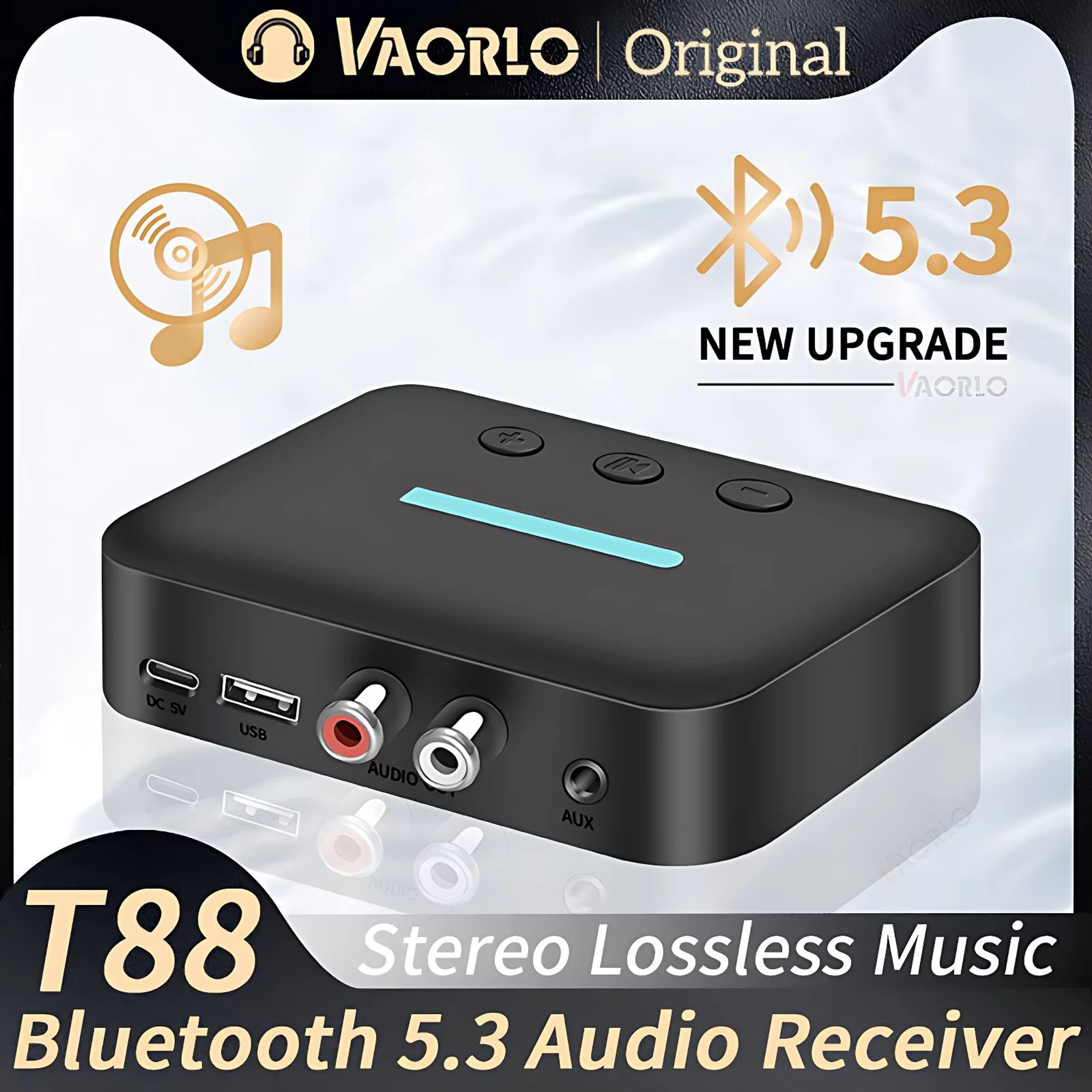 usb bluetooth 5.3 audio receiver – wireless music adapter with 3.5mm aux & rca, u-disk playback, stereo hifi for desktop
