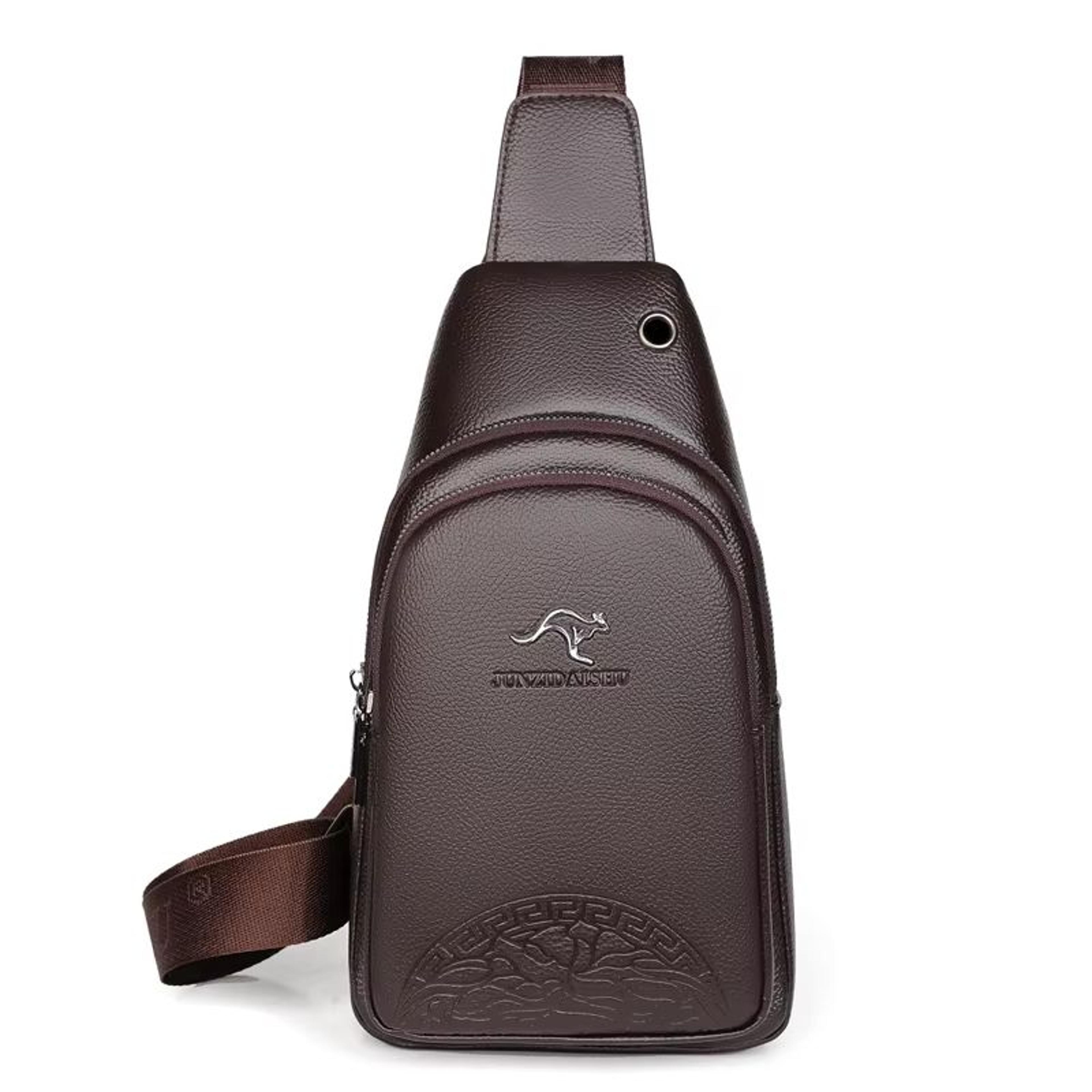 Mens Chest Pack Crossbody Bag  Luxury PU Leather Shoulder Bag For Everyday Use 9