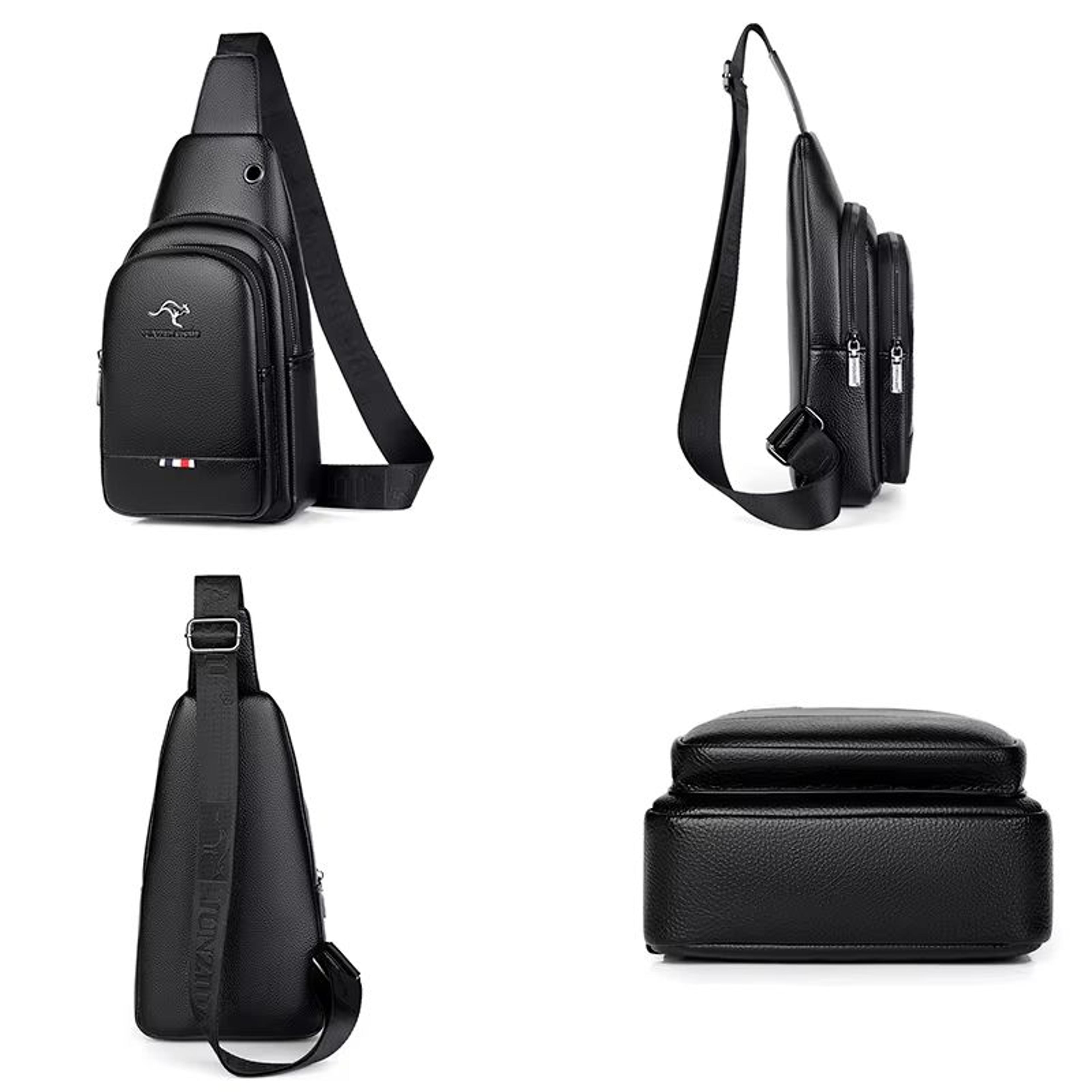 Mens Chest Pack Crossbody Bag  Luxury PU Leather Shoulder Bag For Everyday Use 4